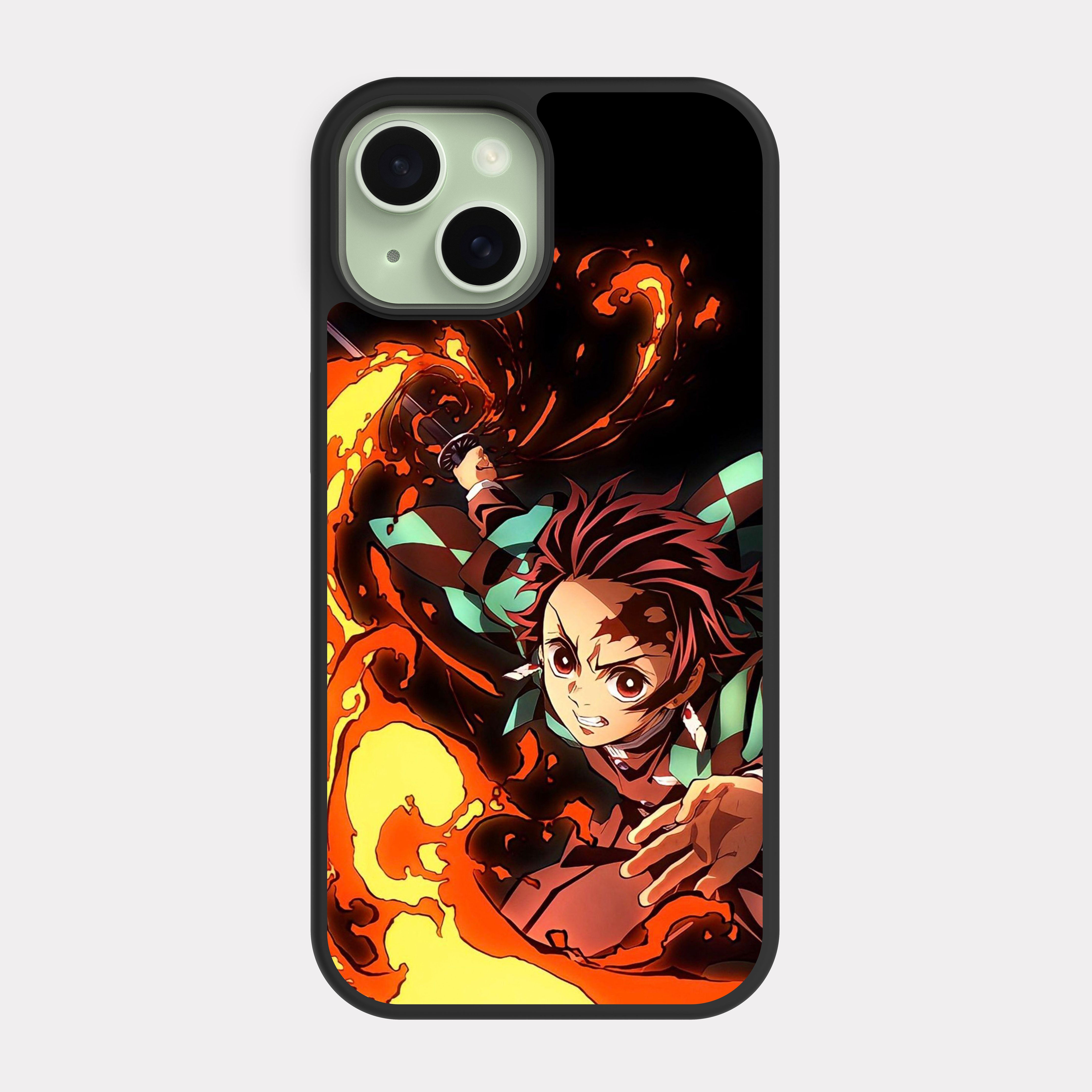 iPhone 15 case cover Demon Slayer Kimetsu No Tanjiro Orange Black
