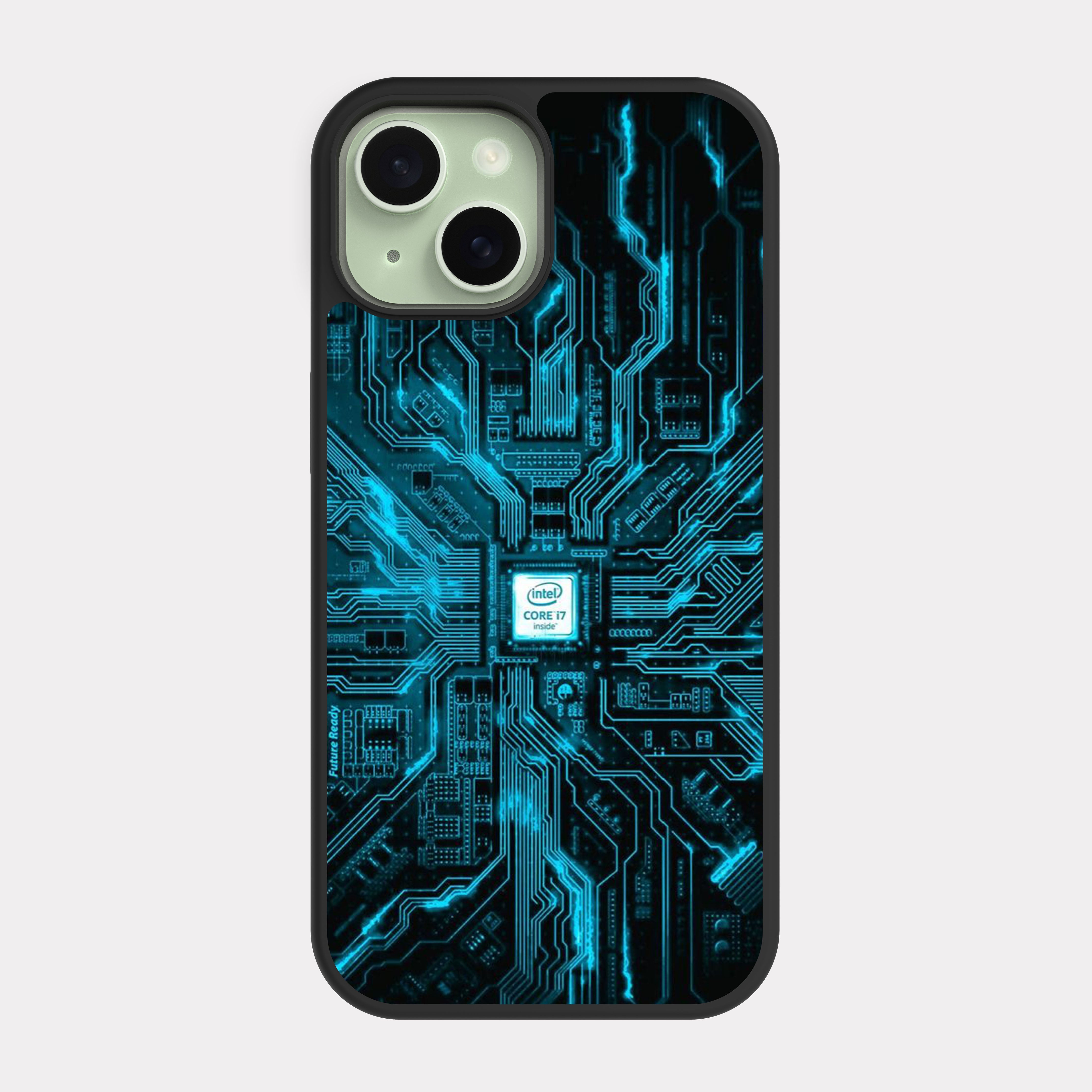 iPhone 15 case cover Intel Computer Processor Cyan