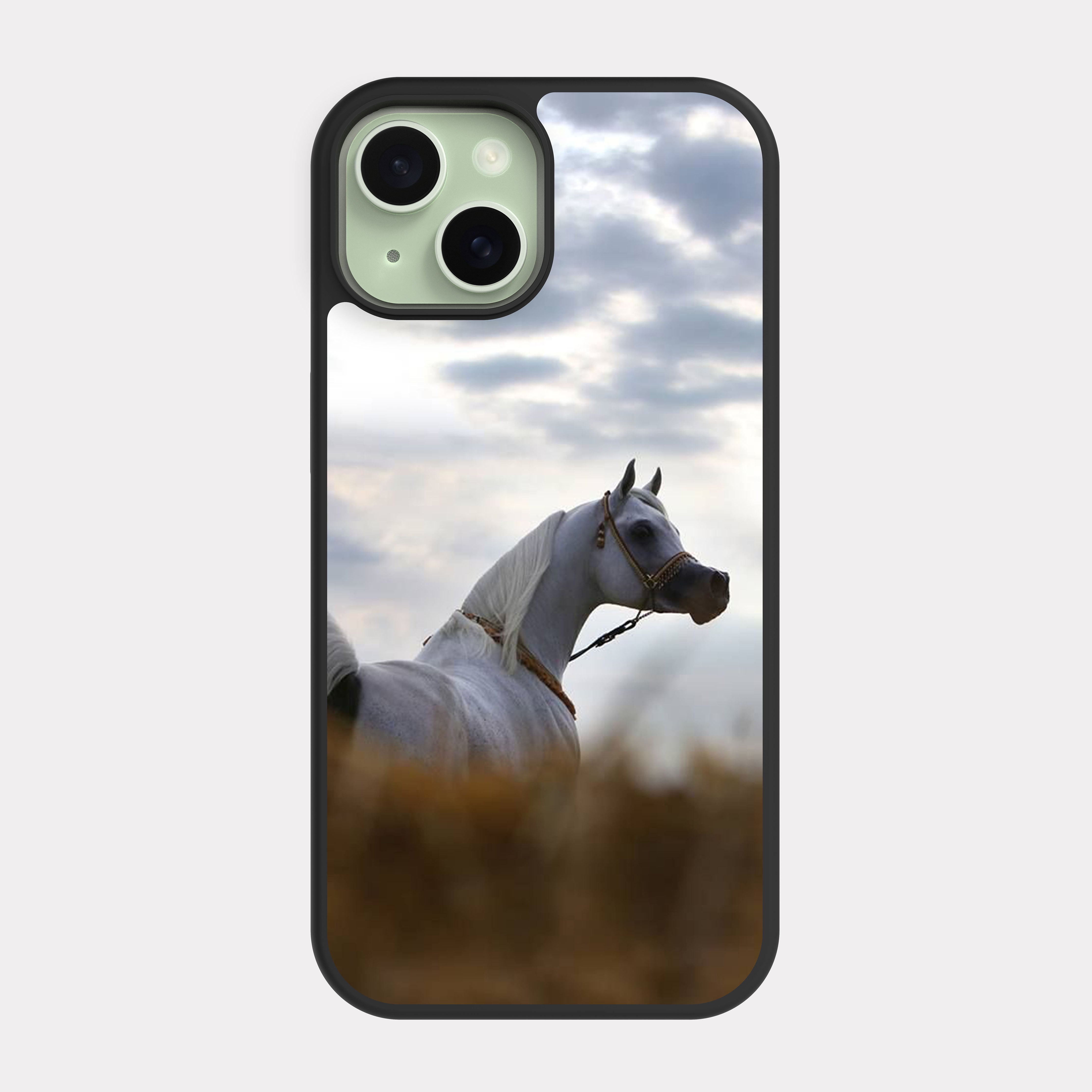iPhone 15 case cover Arabian Horse White