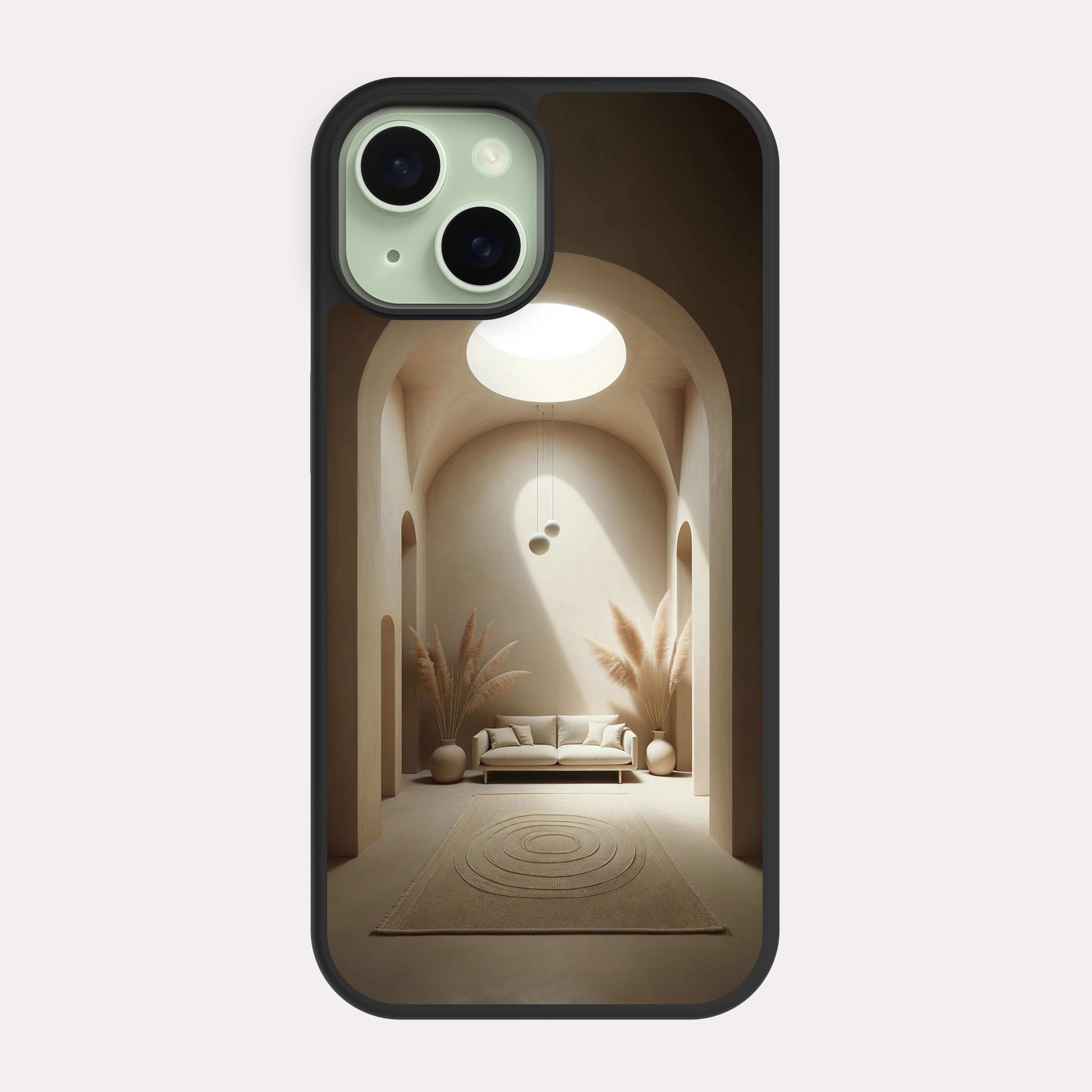 iPhone 15 case cover Architectural Design White Beige