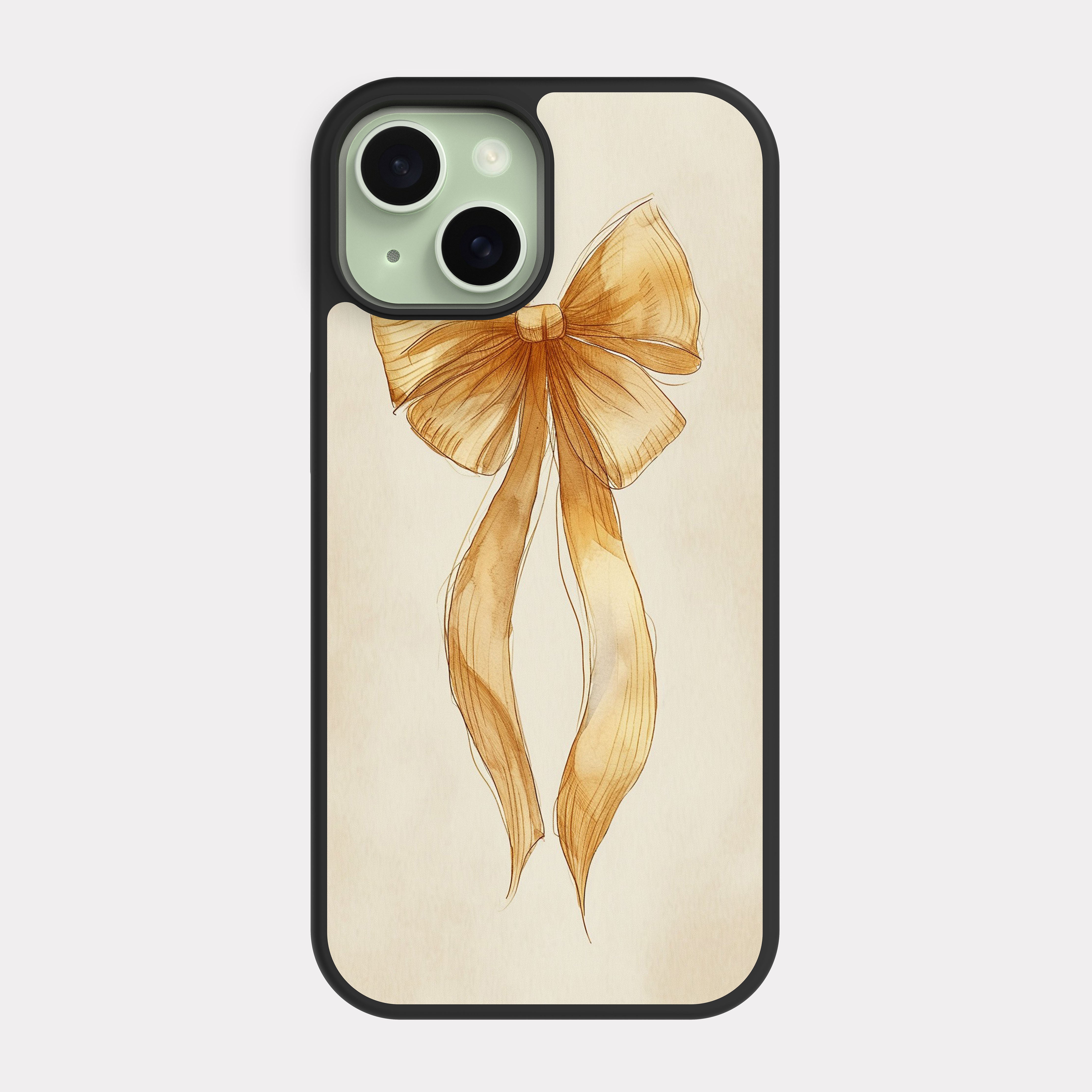 iPhone 15 case cover Bow Pattern Gold