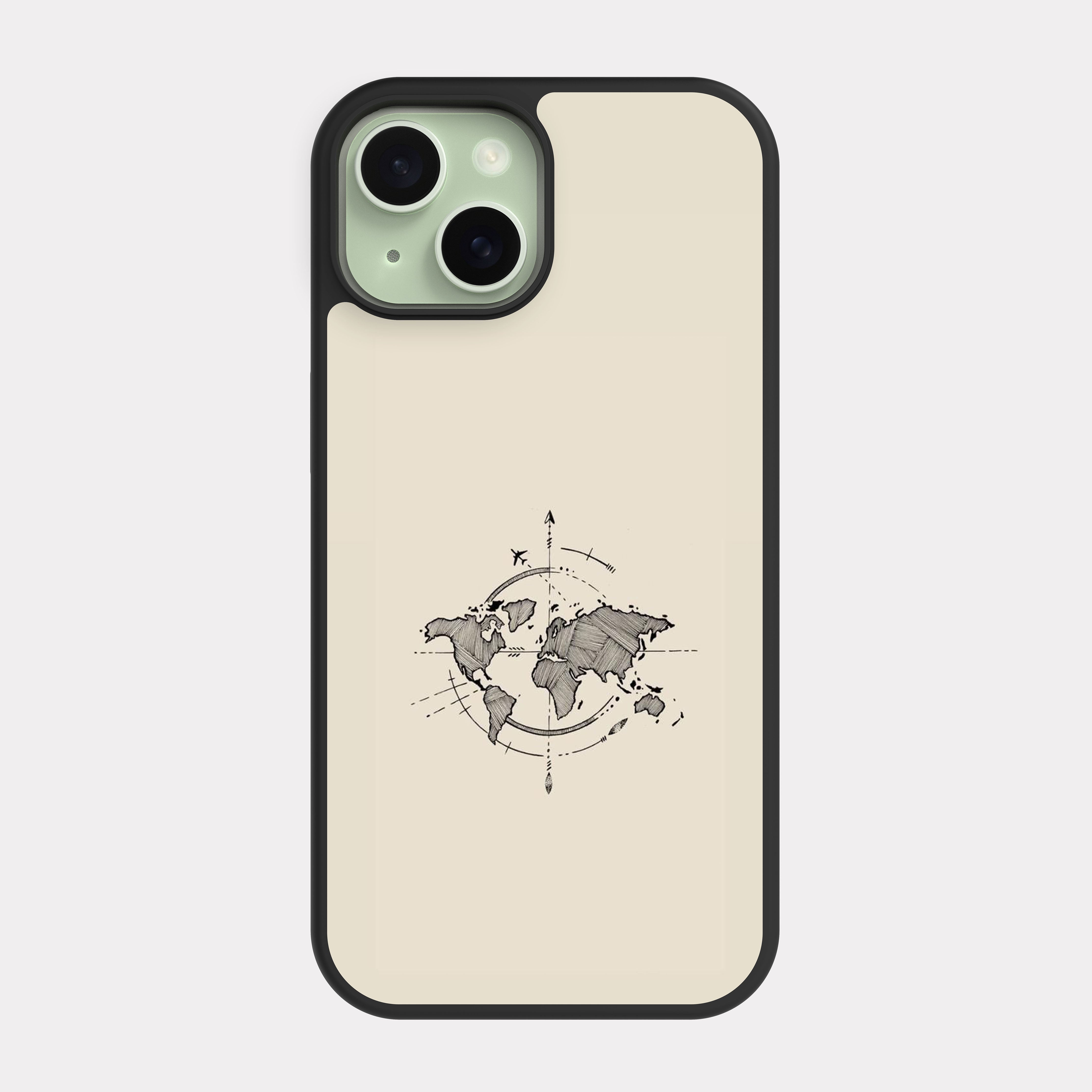 iPhone 15 case cover World Map Beige
