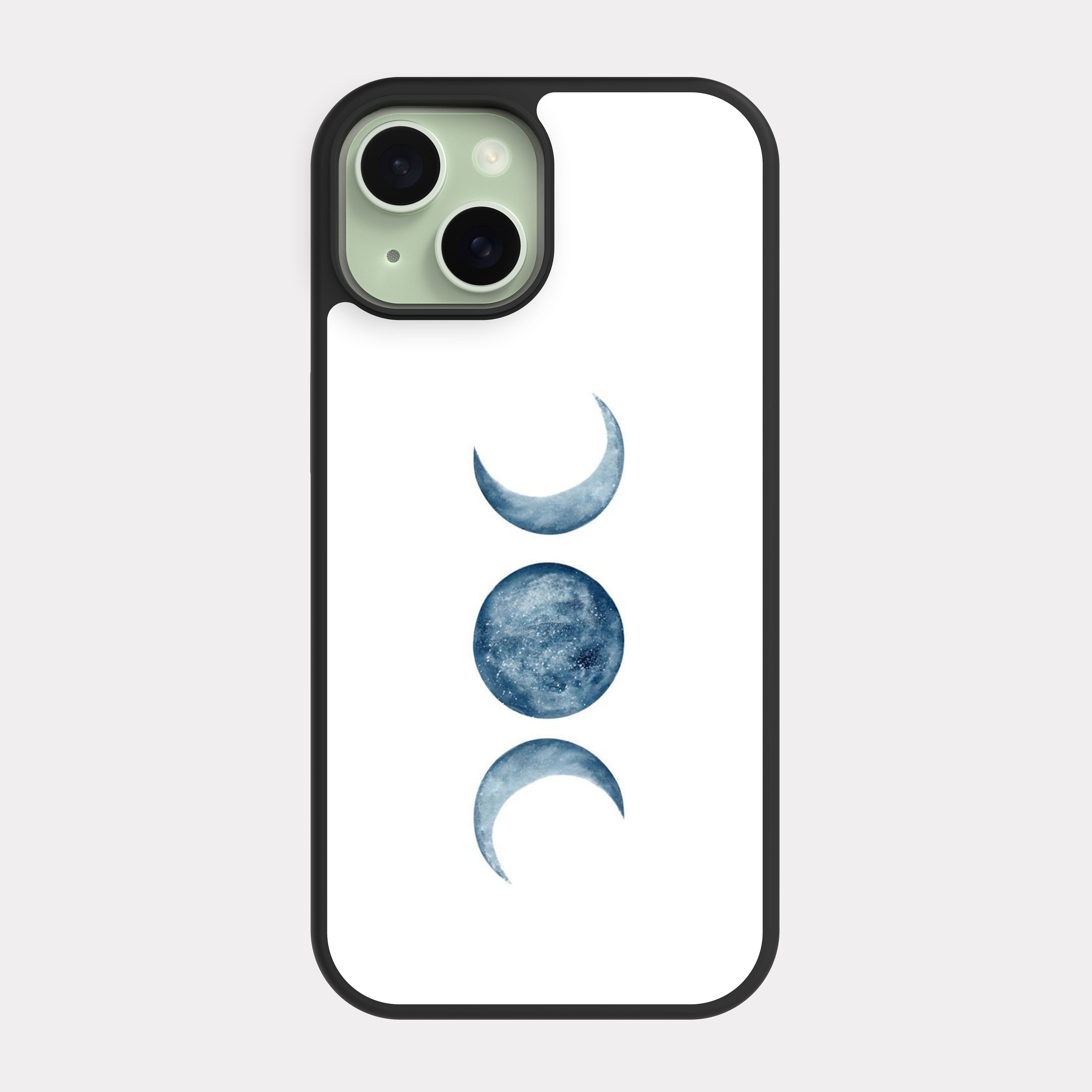 iPhone 15 case cover Moon Phases Cyan
