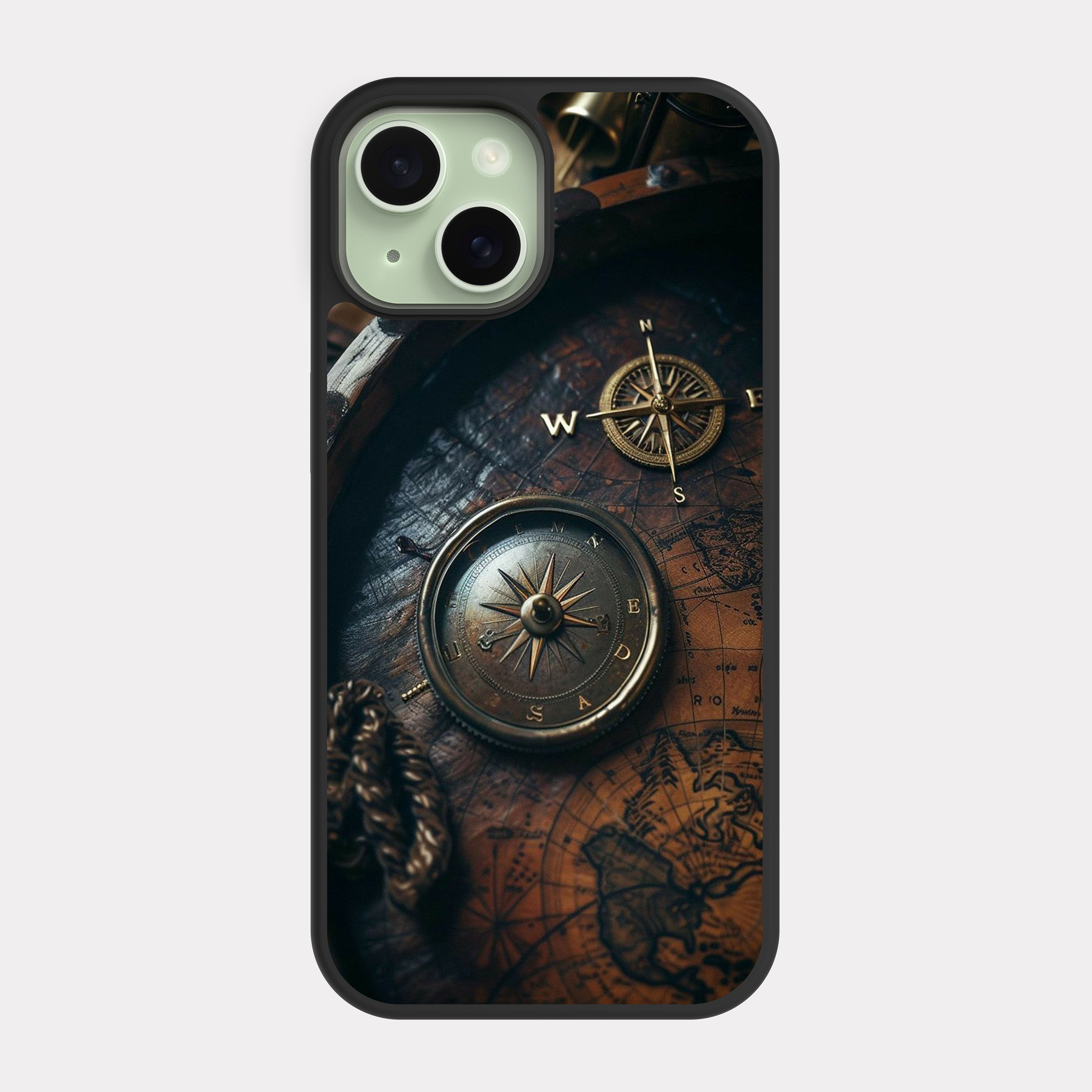 iPhone 15 case cover Map And Compass Beige