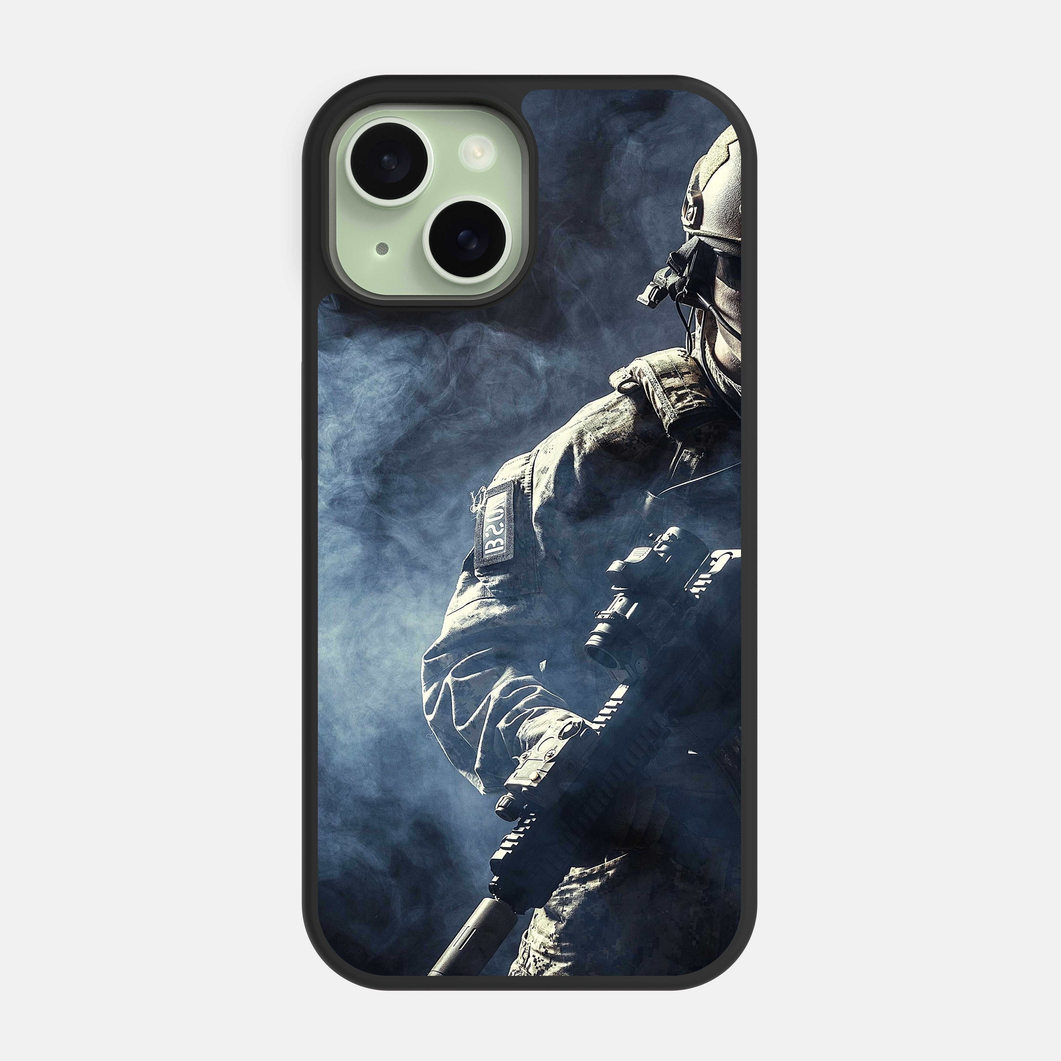 iPhone 15 case cover Combat soldier Grey