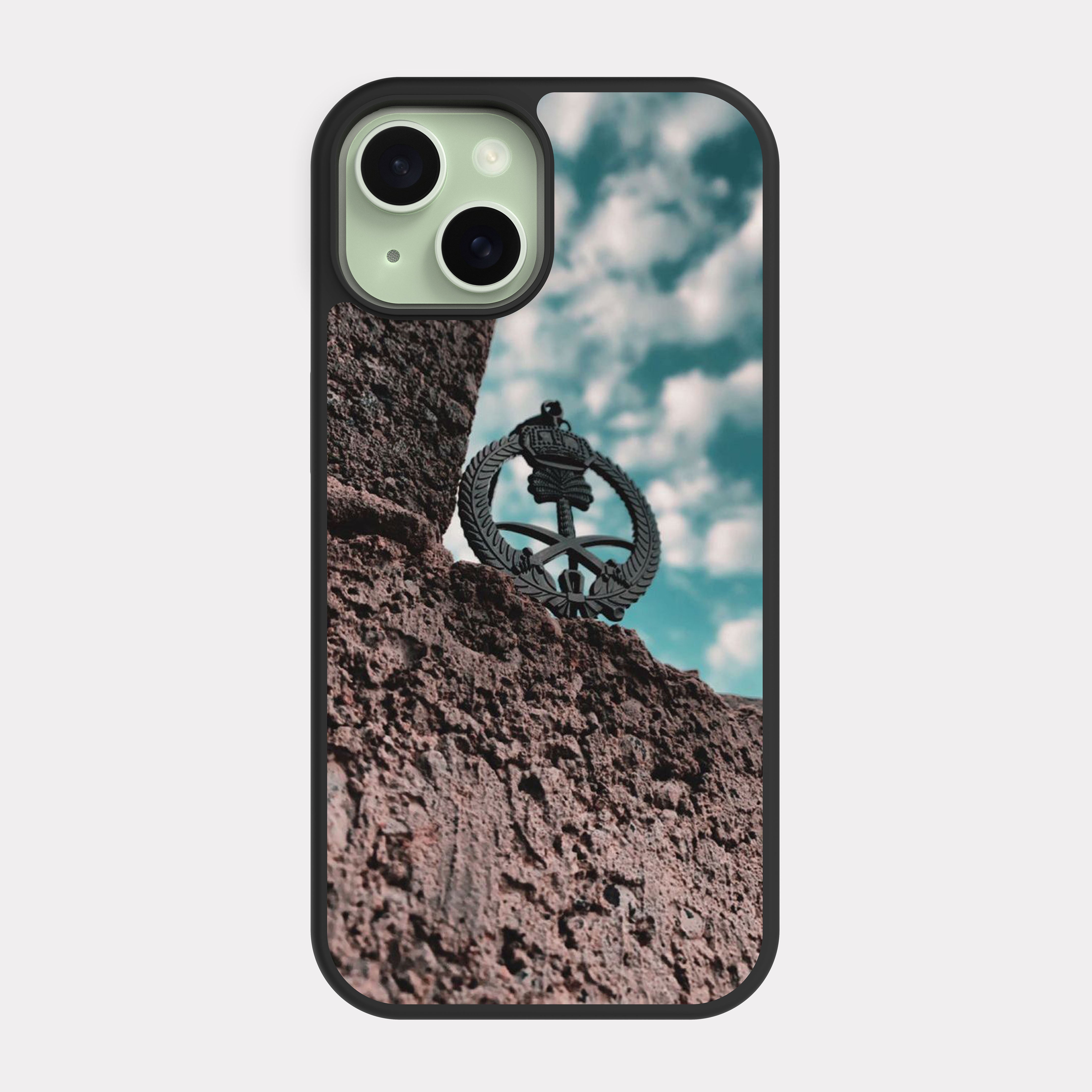 iPhone 15 case cover Two Swords And Palm Tree Brown