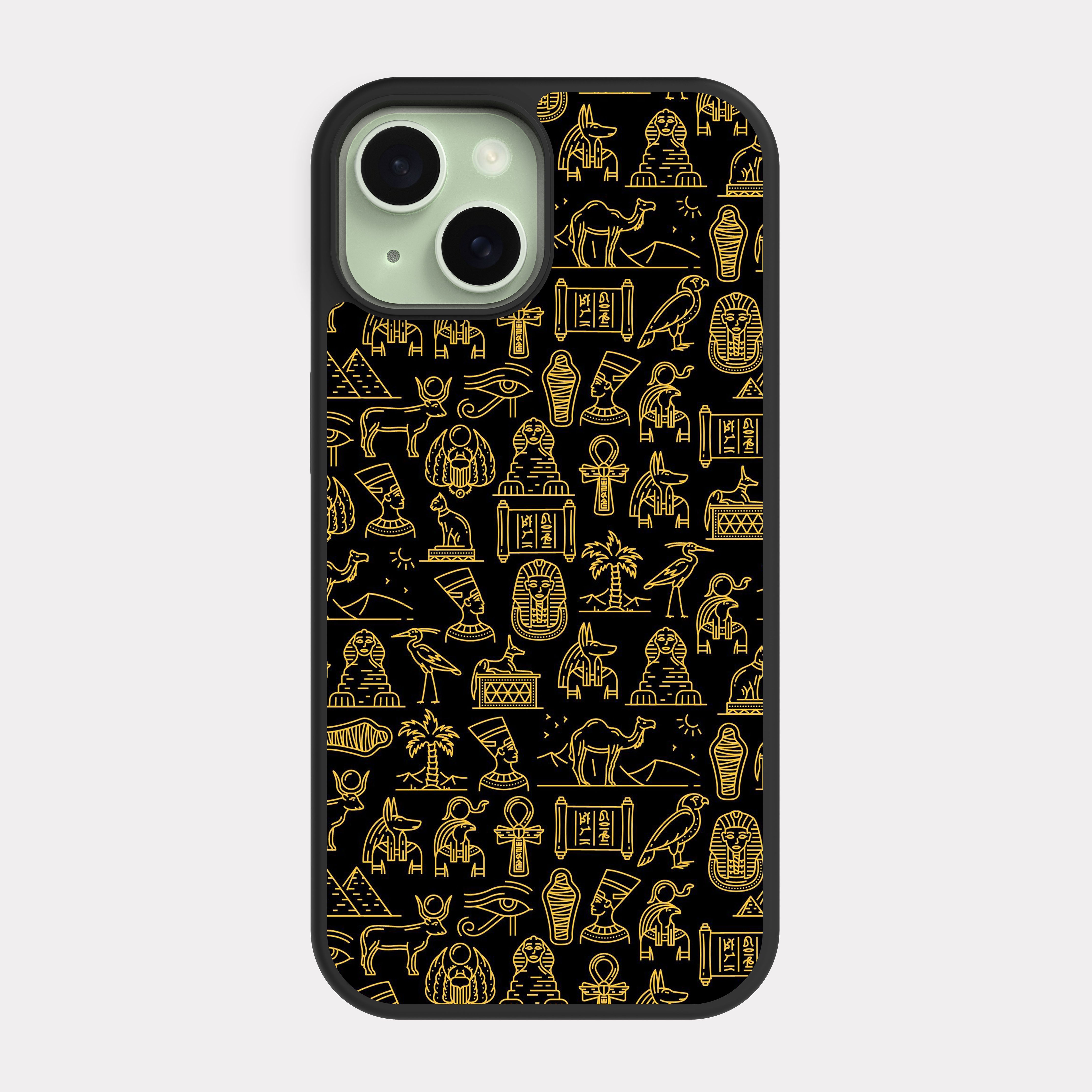 iPhone 15 case cover Pharaonic Pattern Black