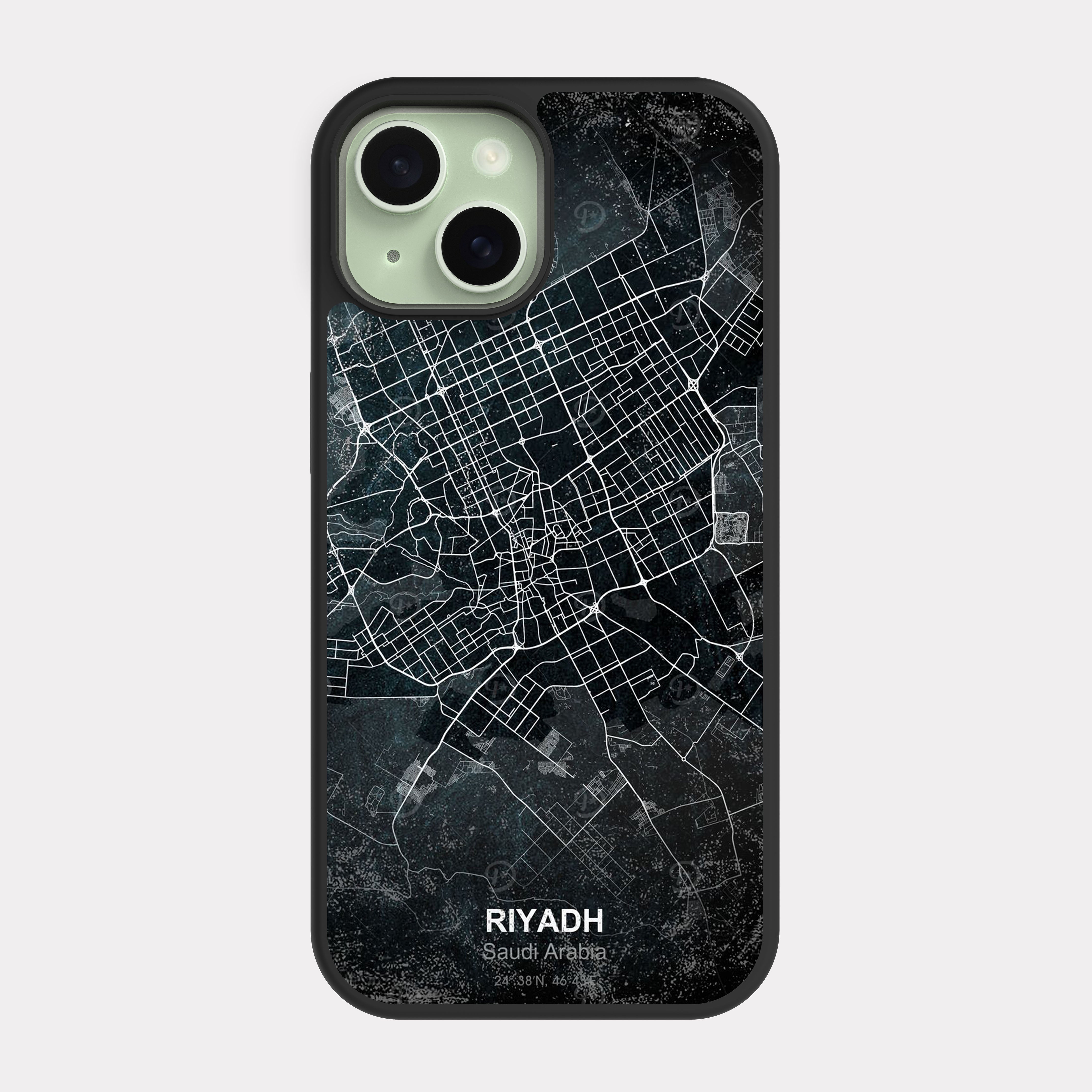 iPhone 15 case cover Black Riyadh City Map