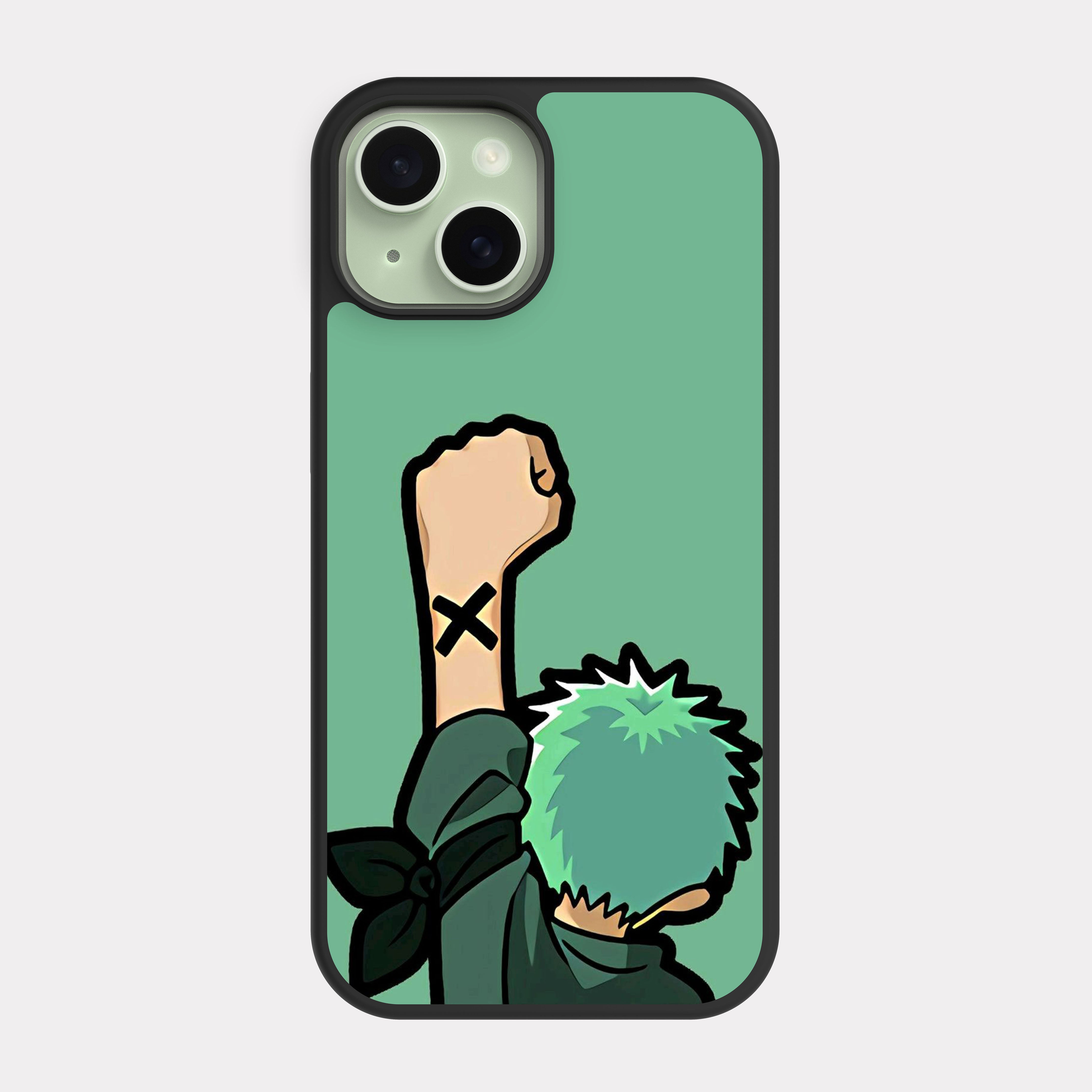 iPhone 15 case cover One Piece Zoro Green Beige