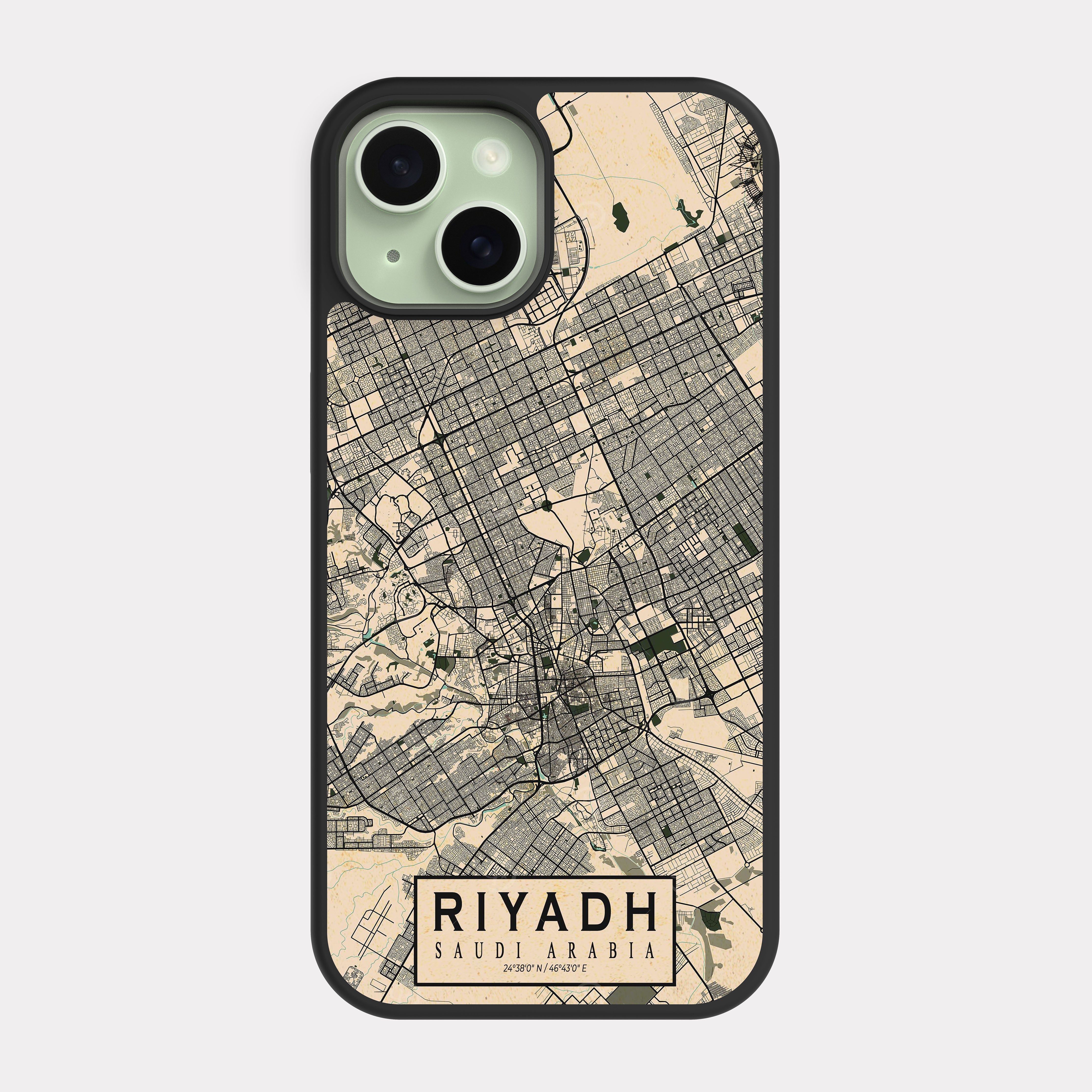 iPhone 15 case cover Riyadh City Map Black