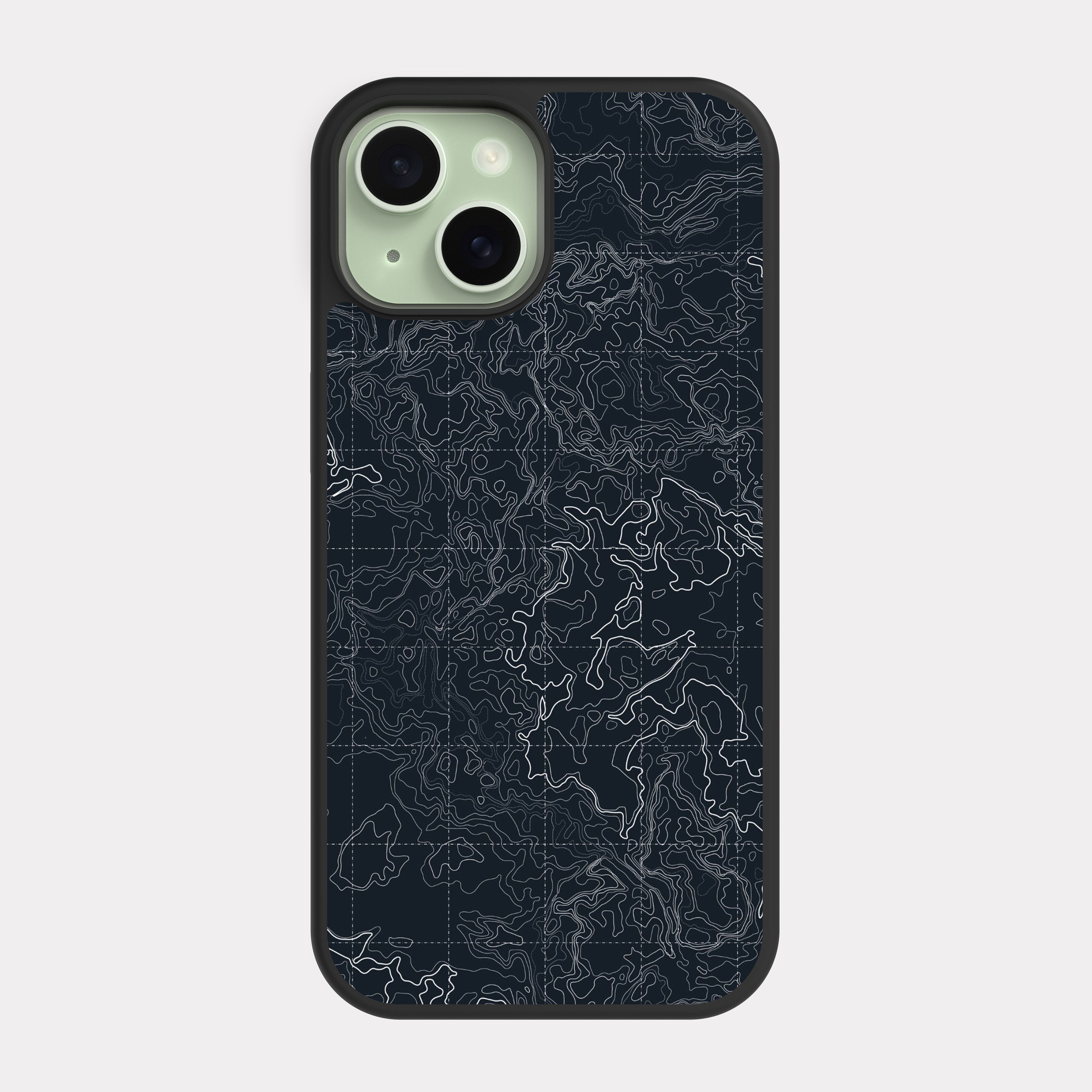 iPhone 15 case cover Black Topographic Map