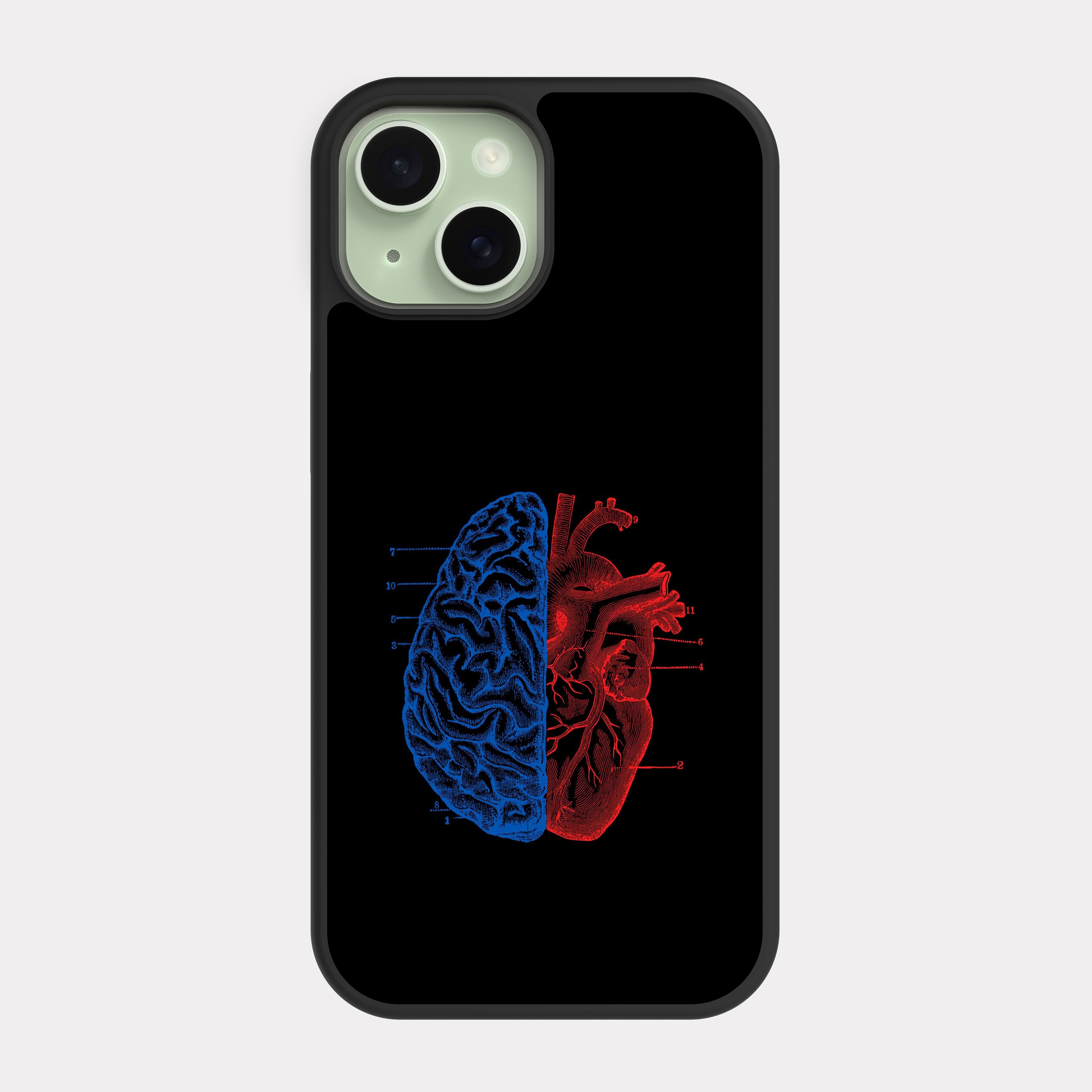 iPhone 15 case cover Brain And Heart Multicolour