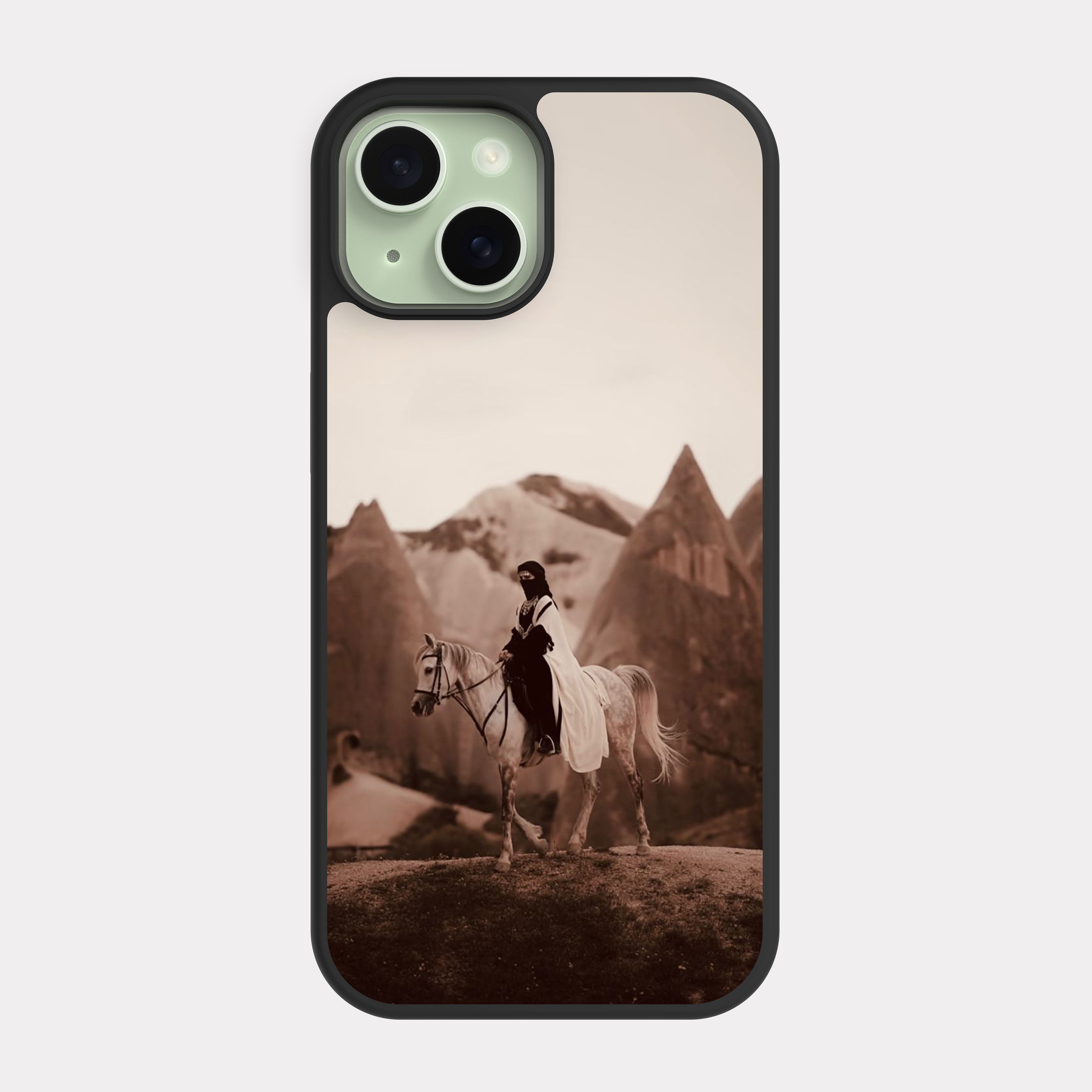 iPhone 15 case cover Horsewoman Mountains Beige