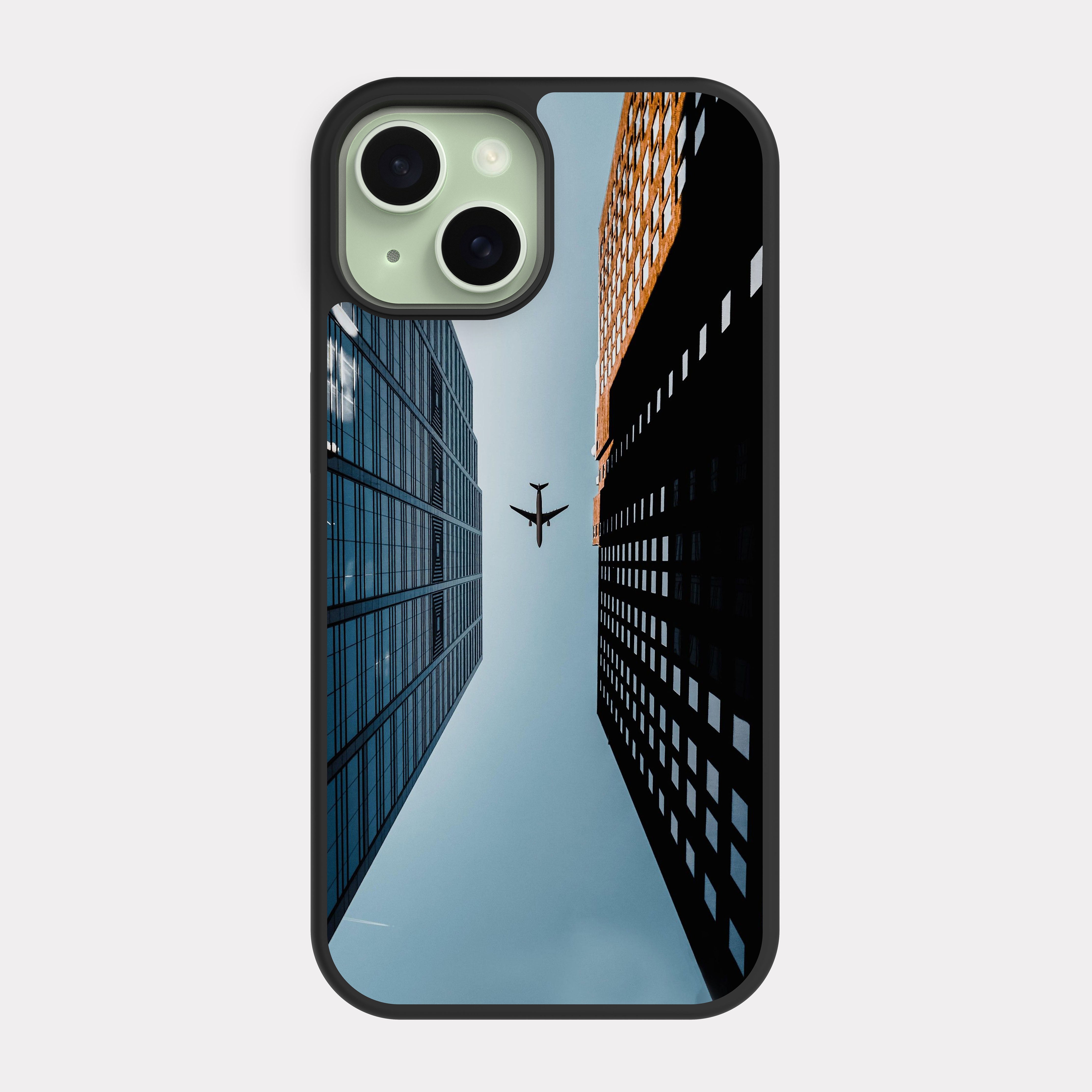 iPhone 15 case cover Towers and Plane Orange