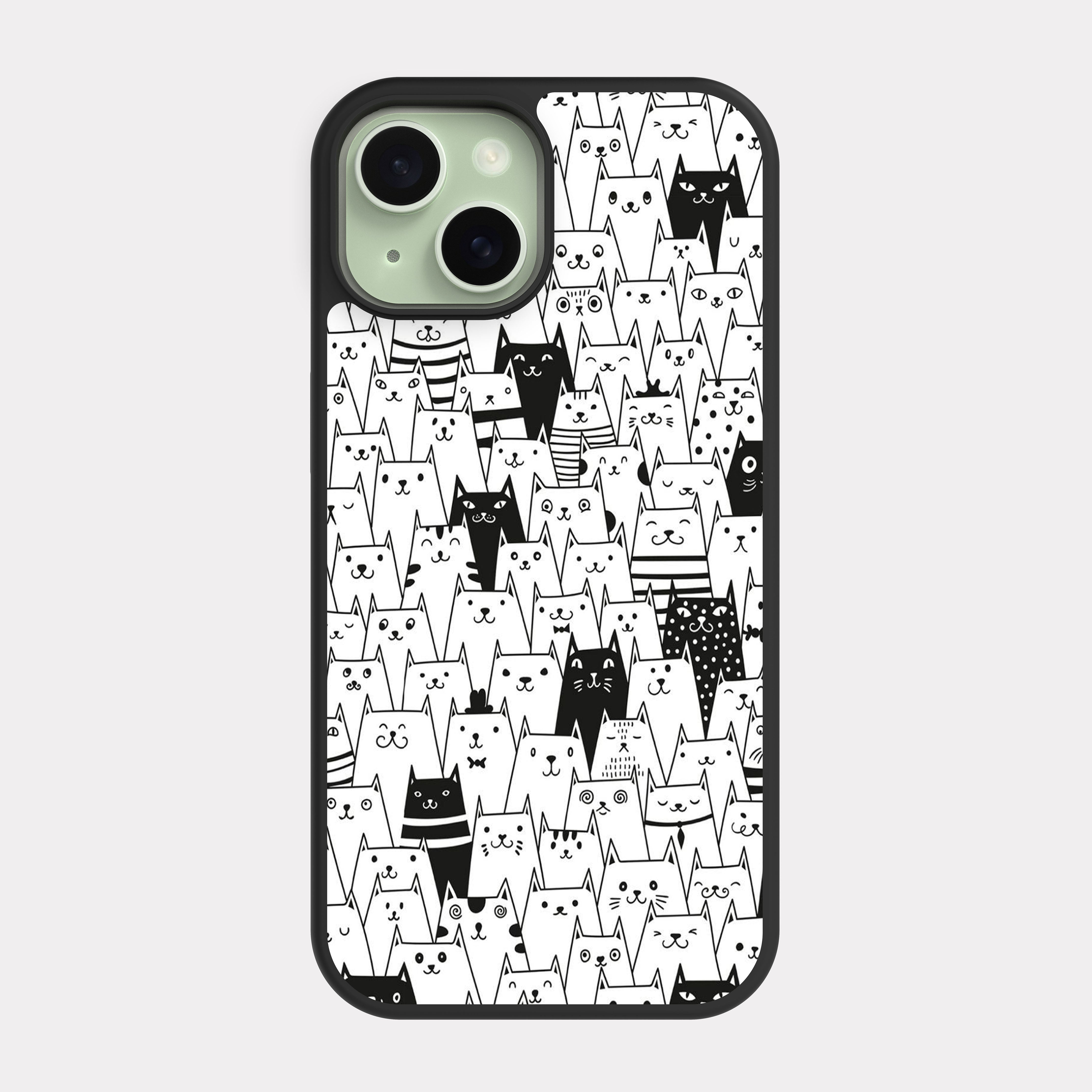 iPhone 15 case cover Cats Pattern White