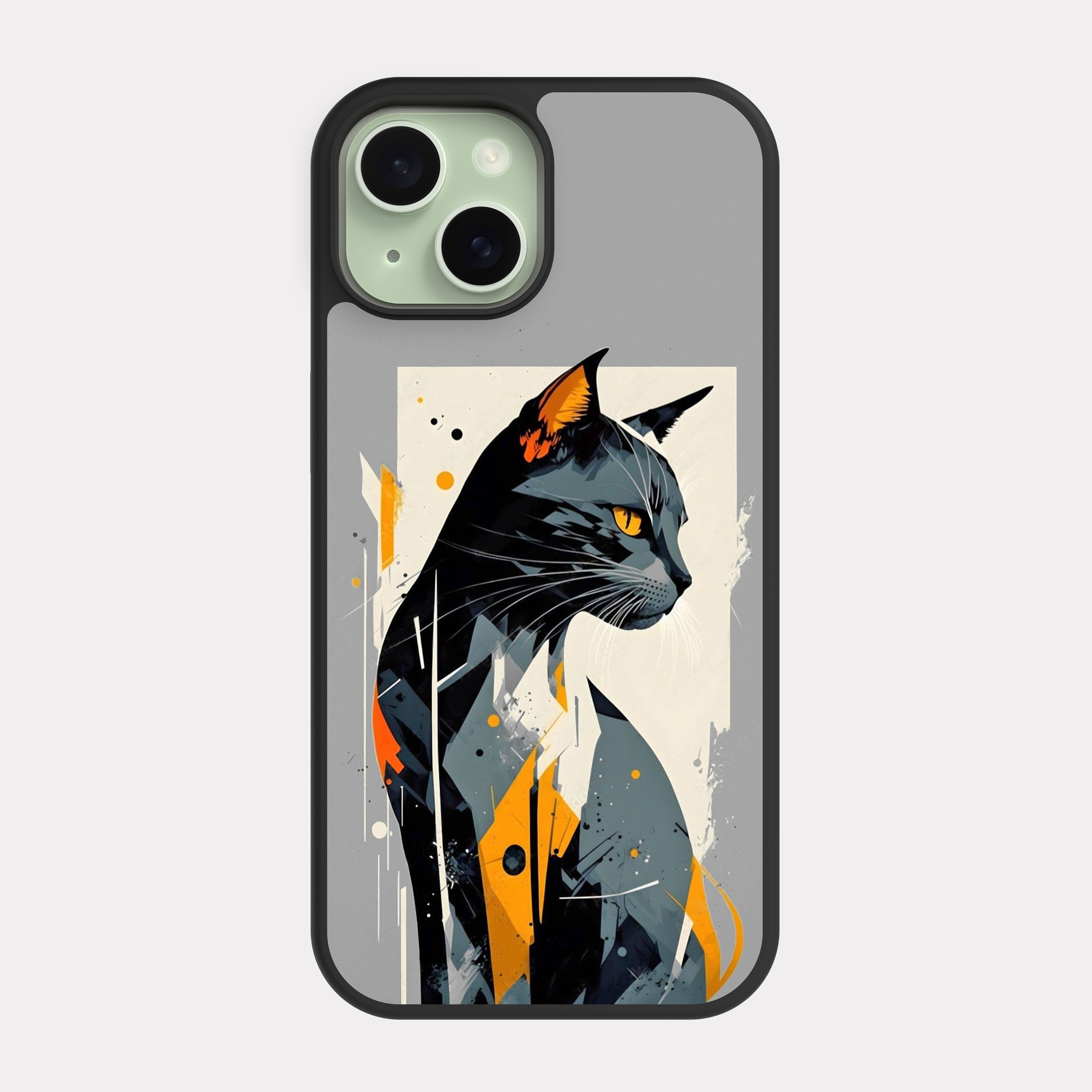 iPhone 15 case cover Cat Drawing Grey