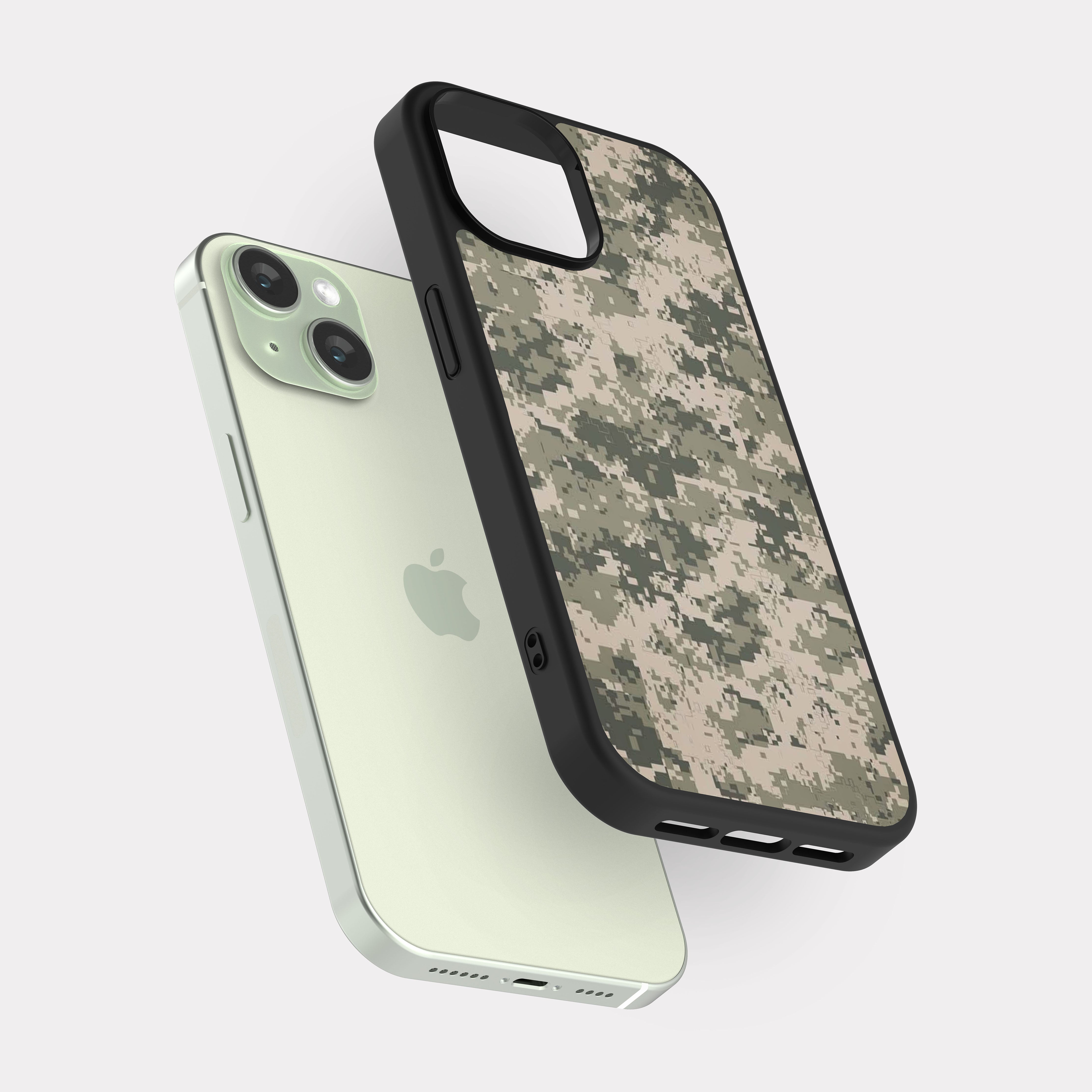 iPhone 15 case cover Military Camo Gray Beige