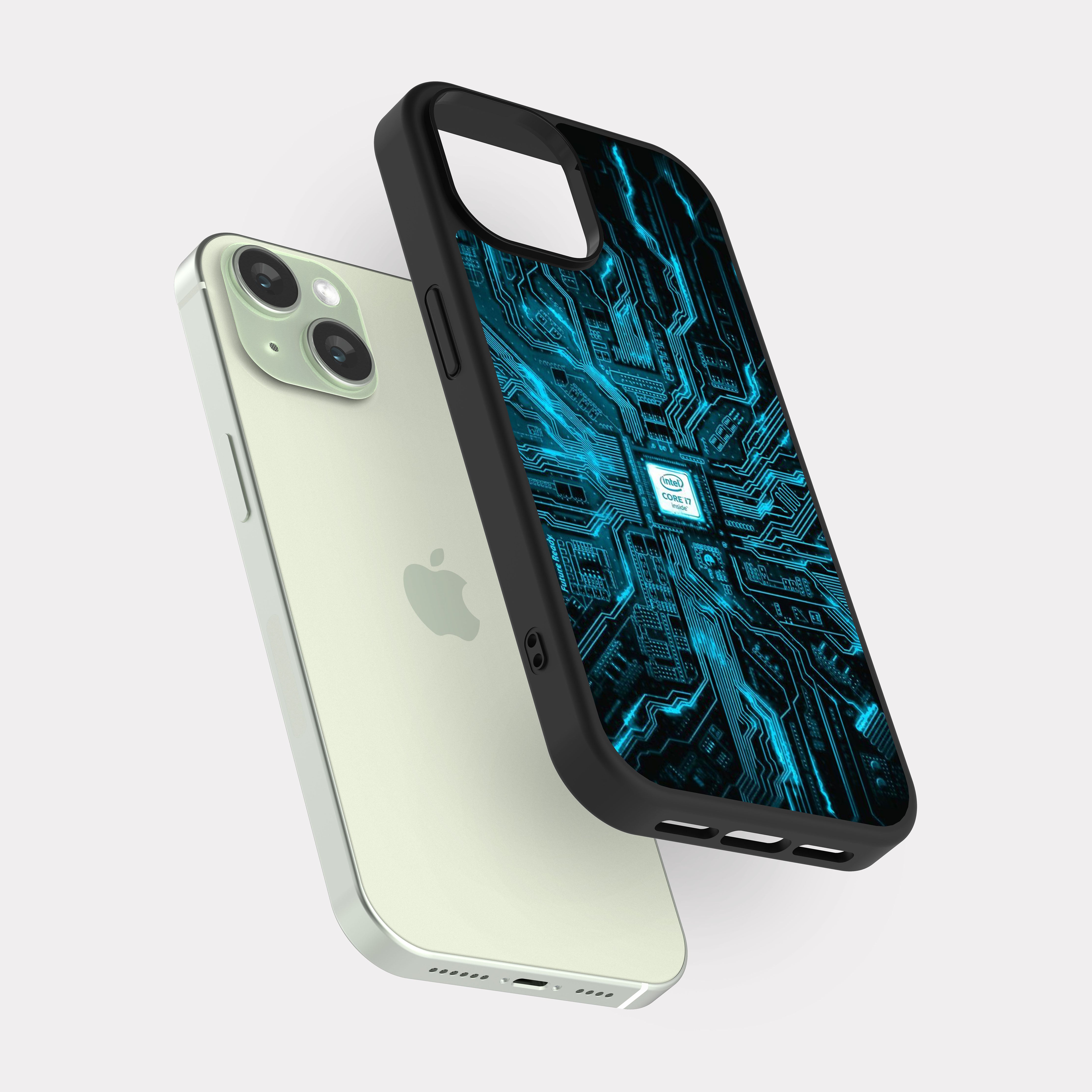 iPhone 15 case cover Intel Computer Processor Cyan