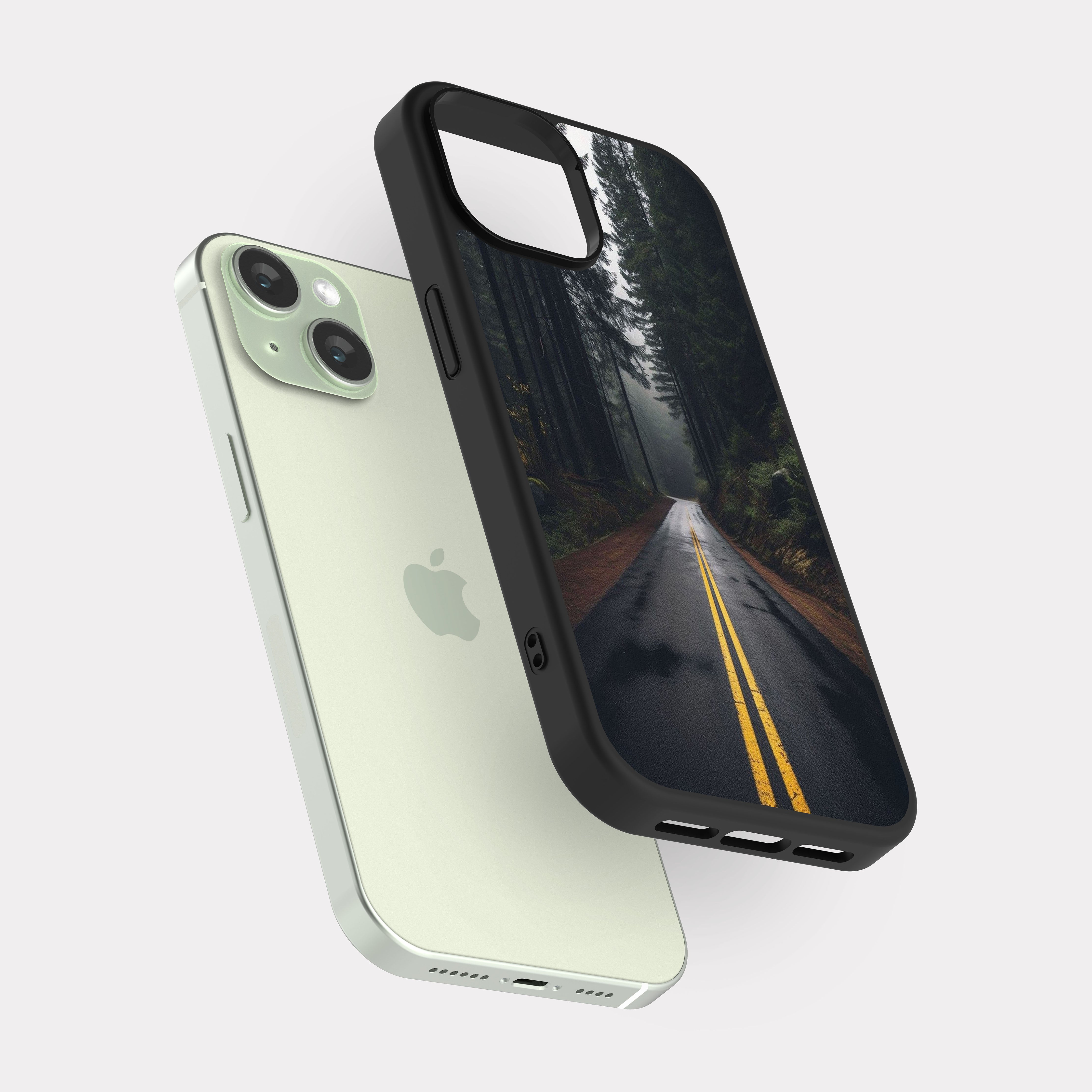 iPhone 15 case cover Forest road Green