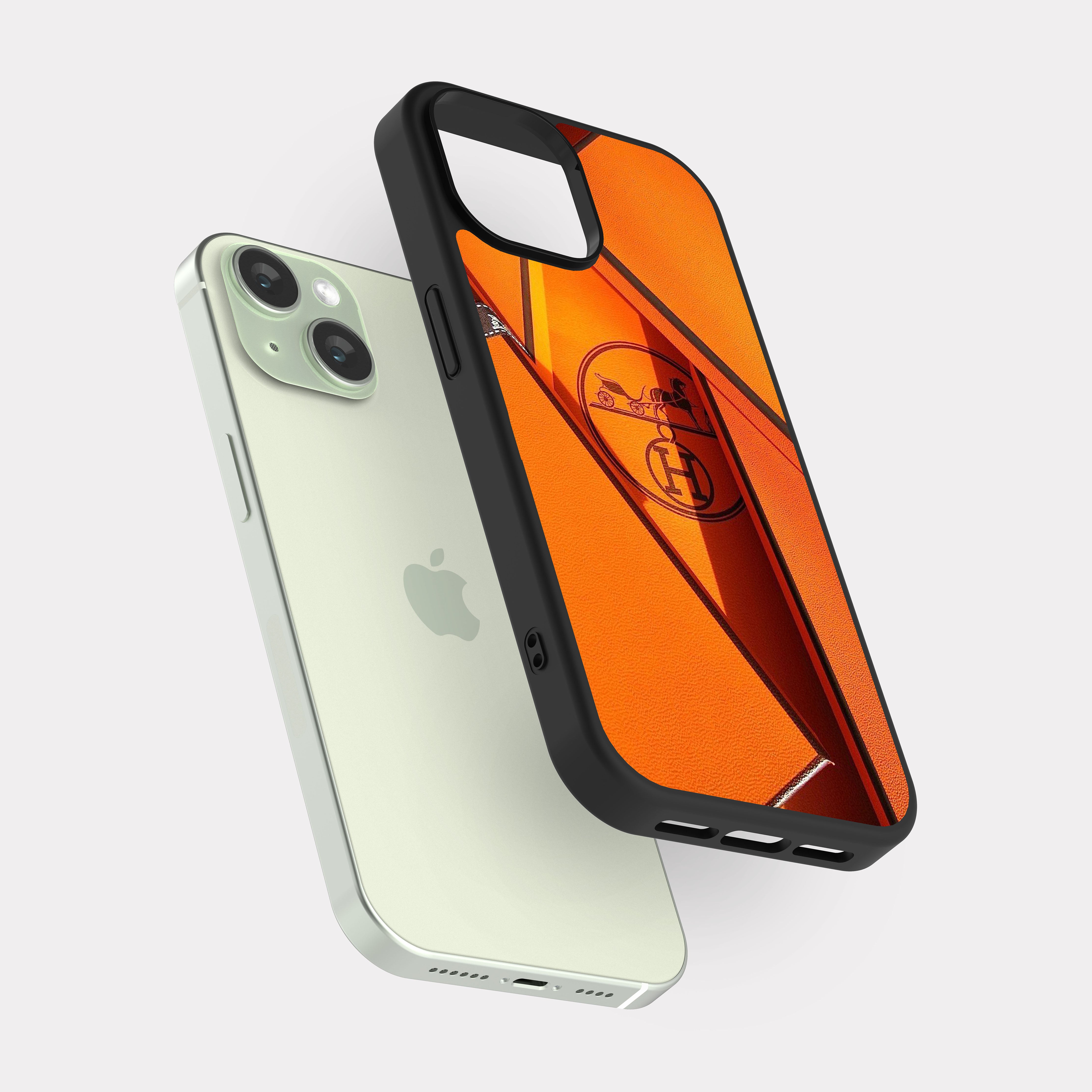 iPhone 15 case cover Orange Black Hermes