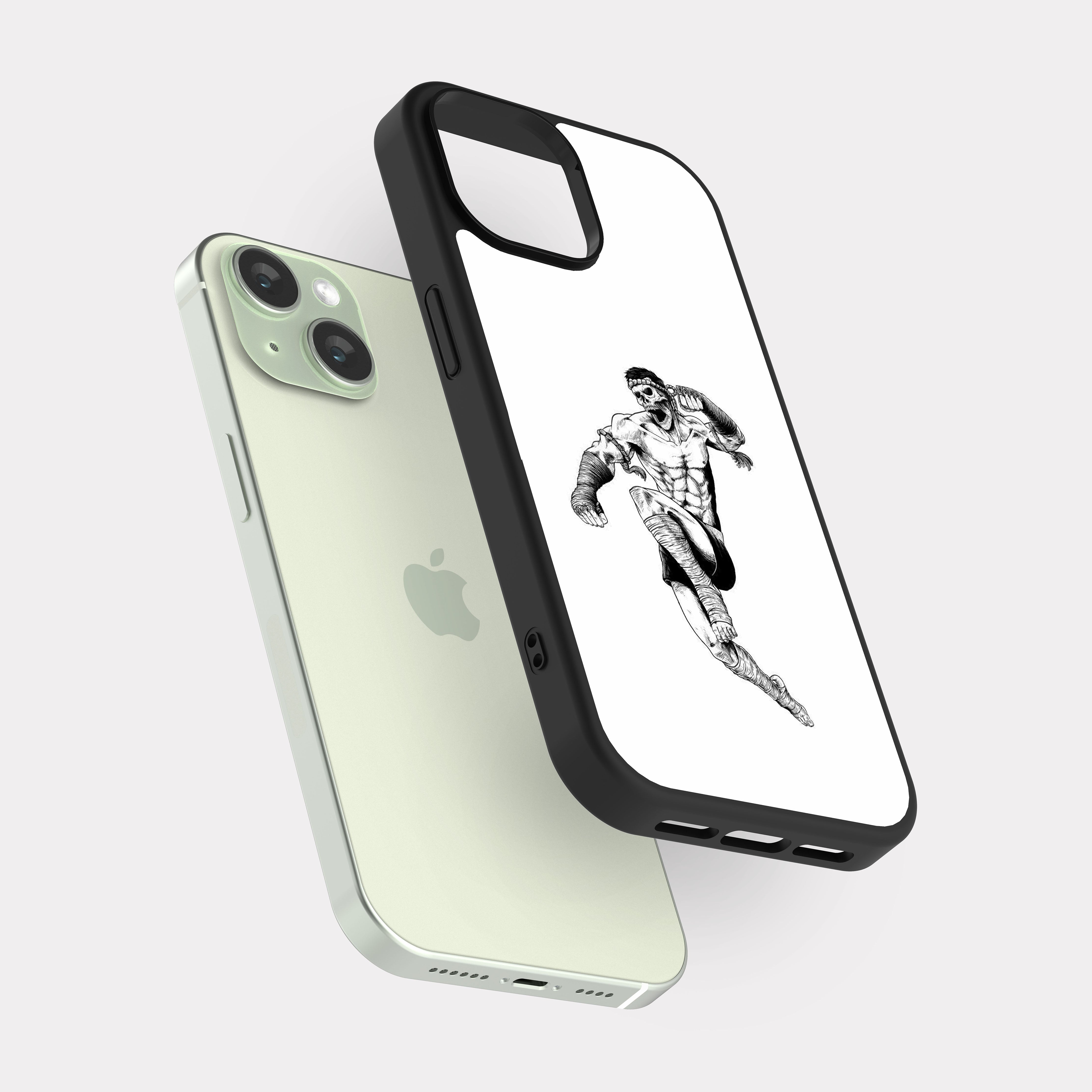 iPhone 15 case cover Muay Thai Figther White