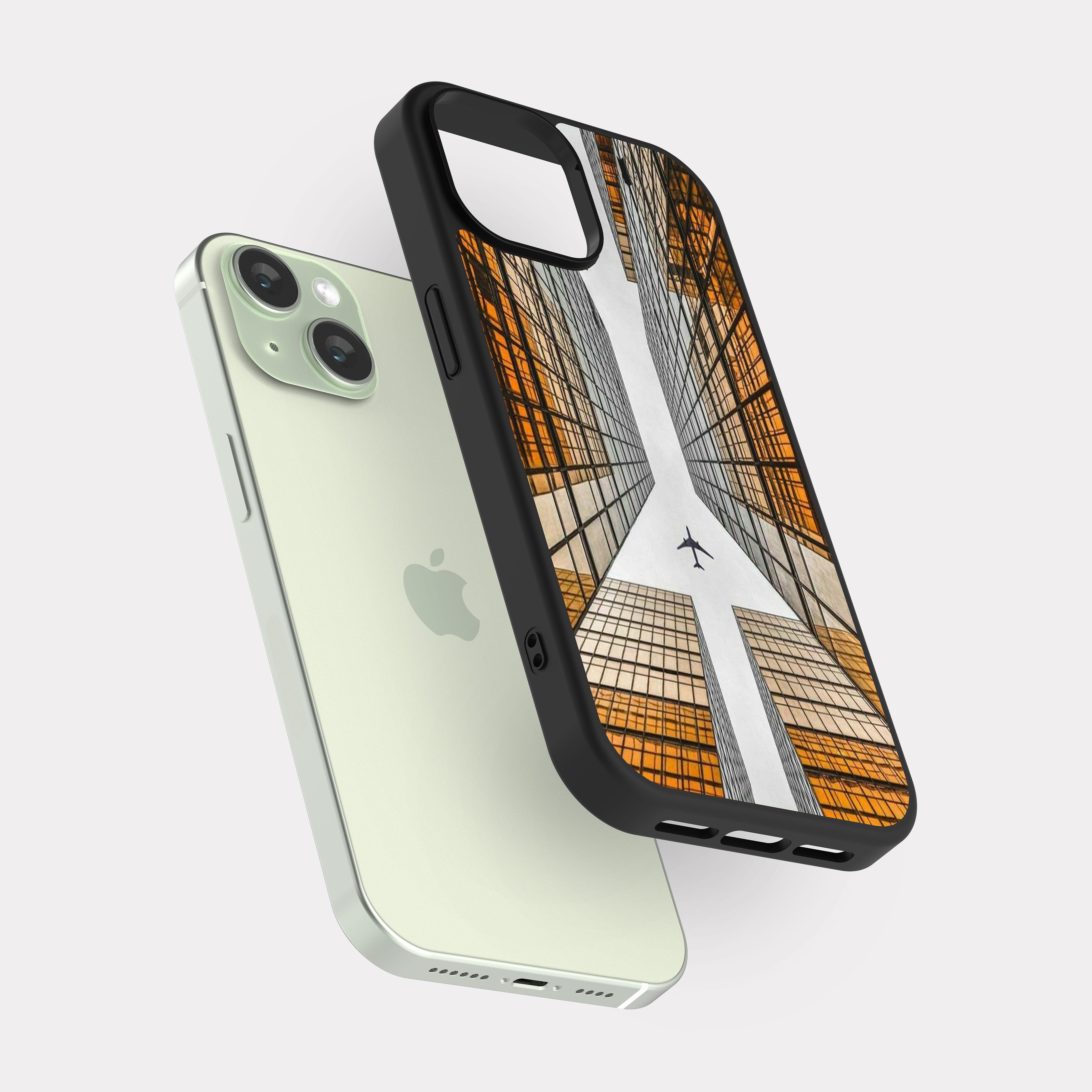 iPhone 15 case cover Towers and Plane White