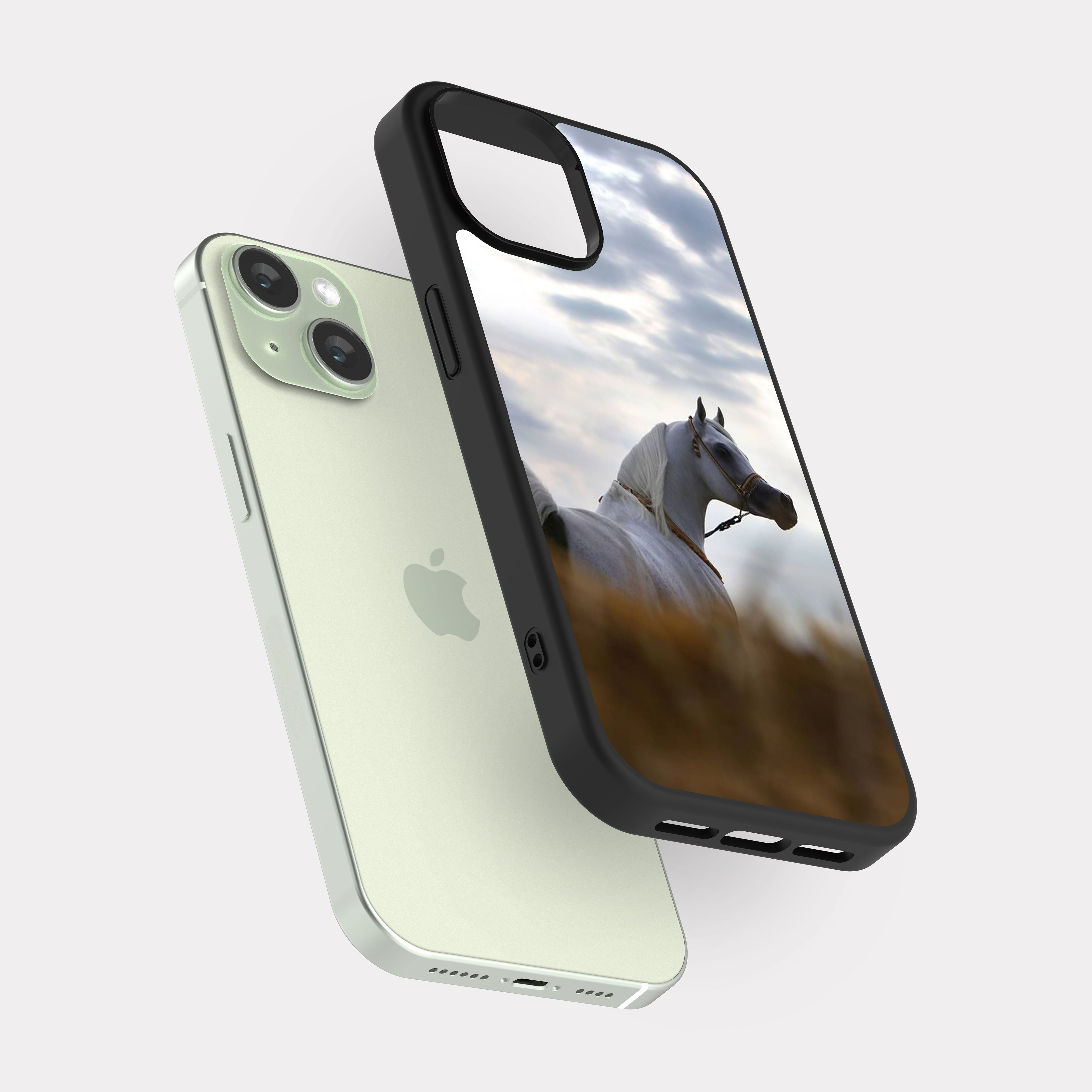 iPhone 15 case cover Arabian Horse White