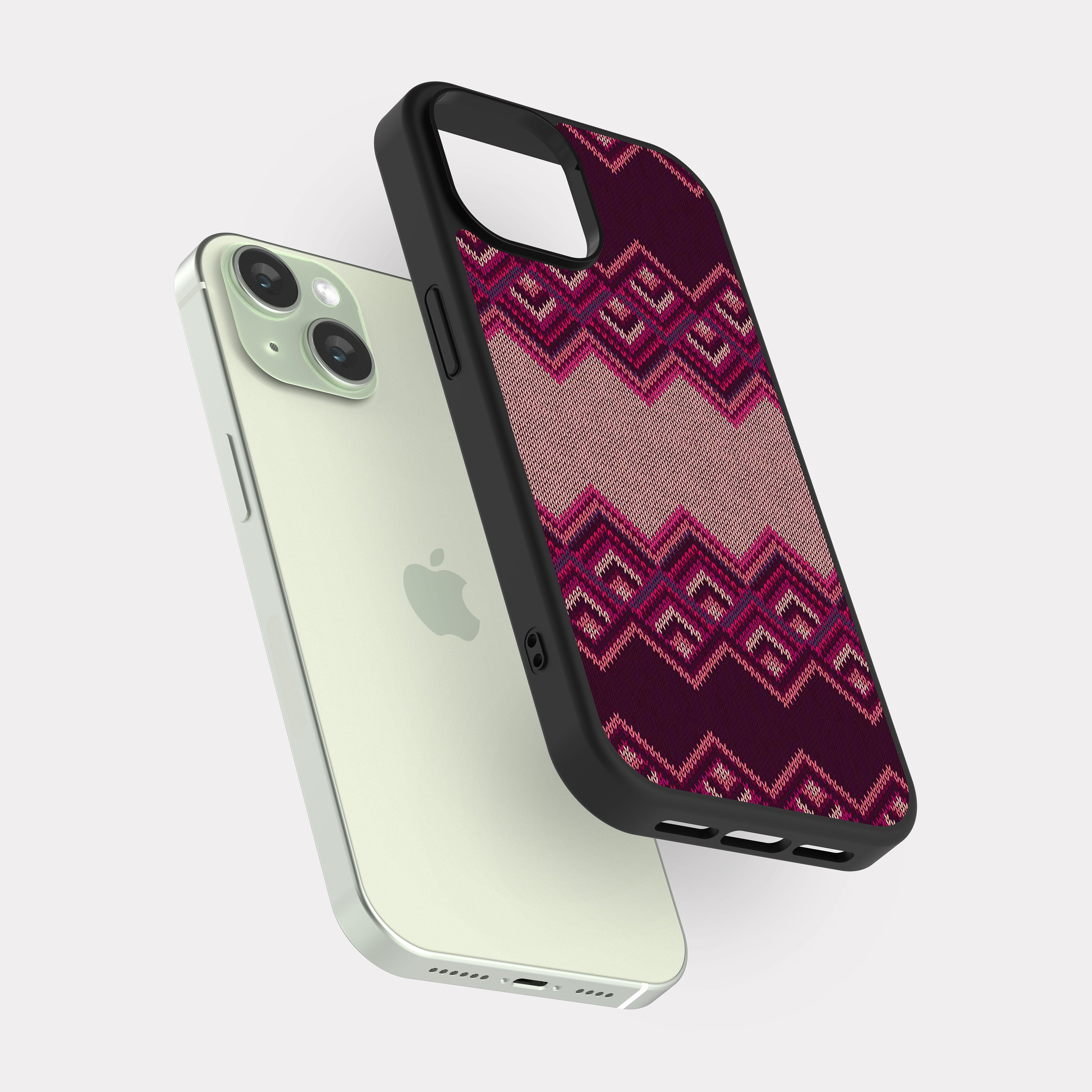 iPhone 15 case cover Realistic fabric pattern Pink
