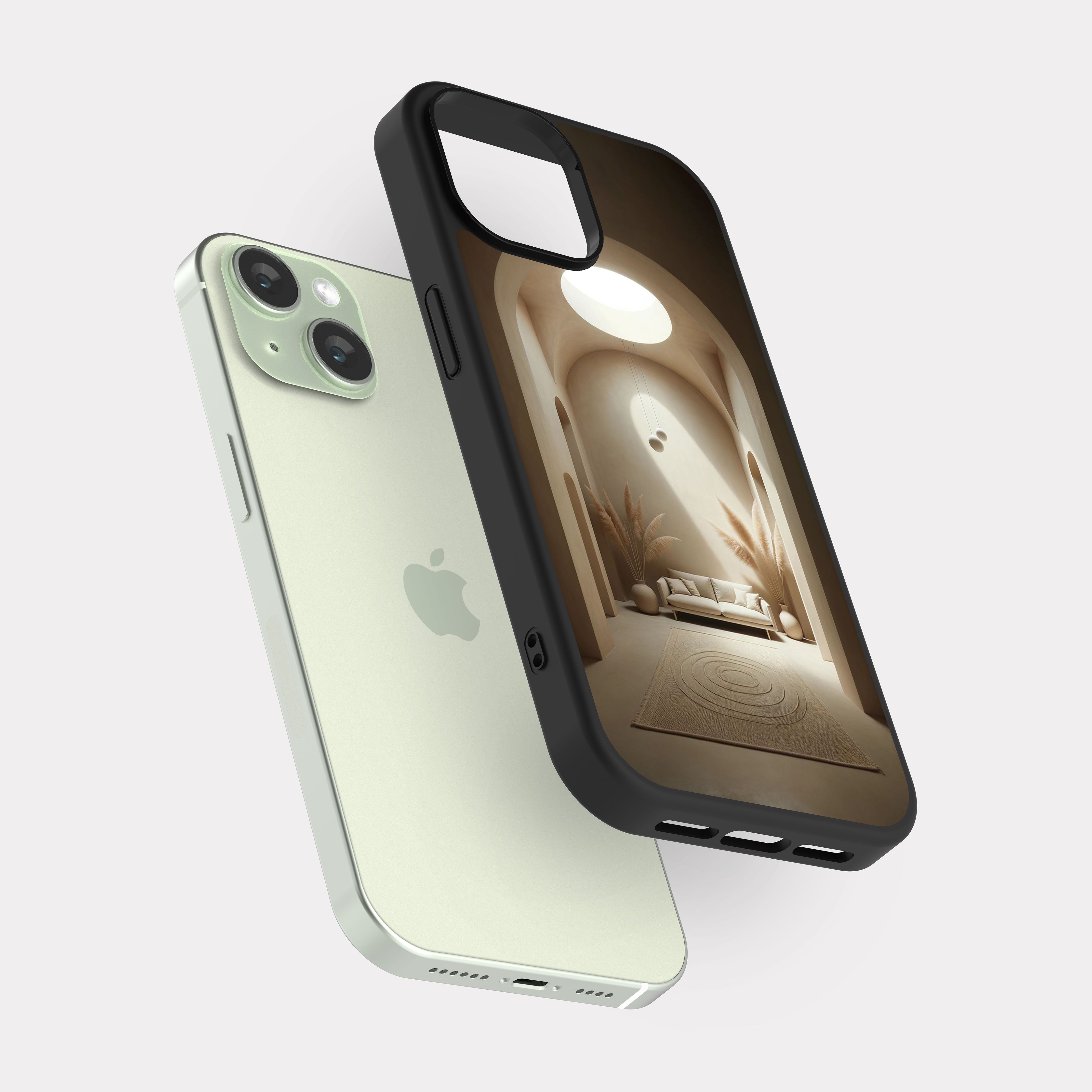iPhone 15 case cover Architectural Design White Beige