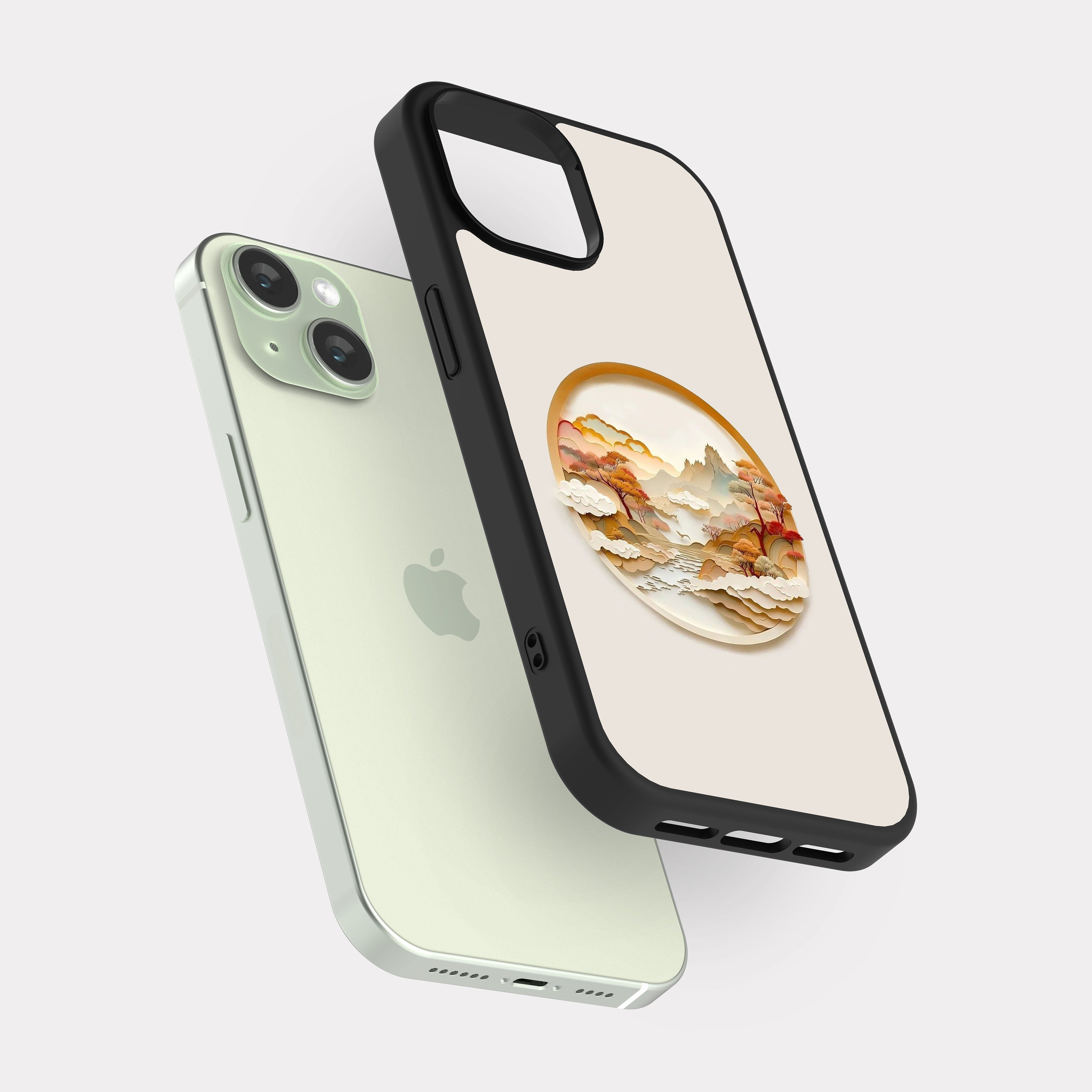 iPhone 15 case cover Paper Cutout Art White
