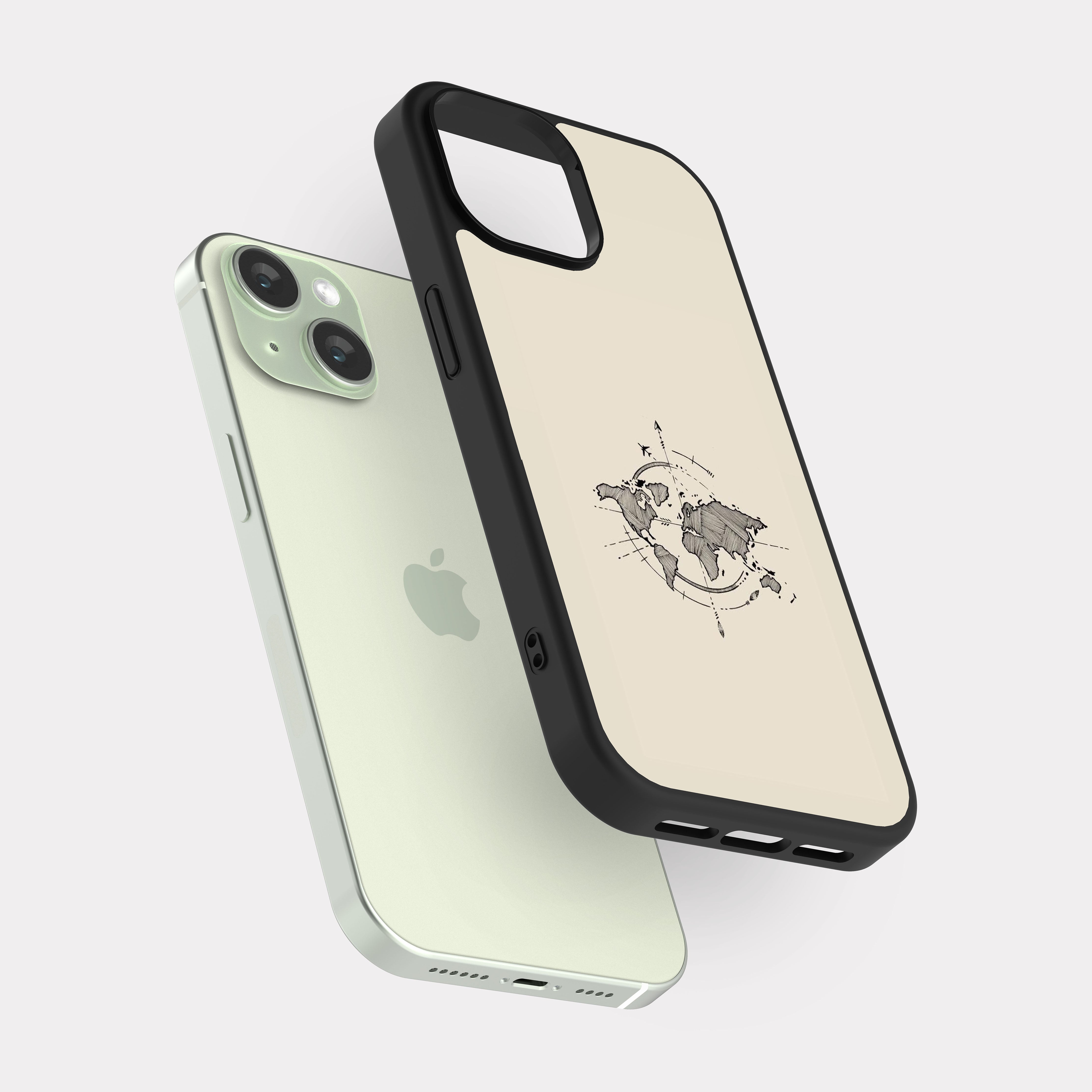 iPhone 15 case cover World Map Beige