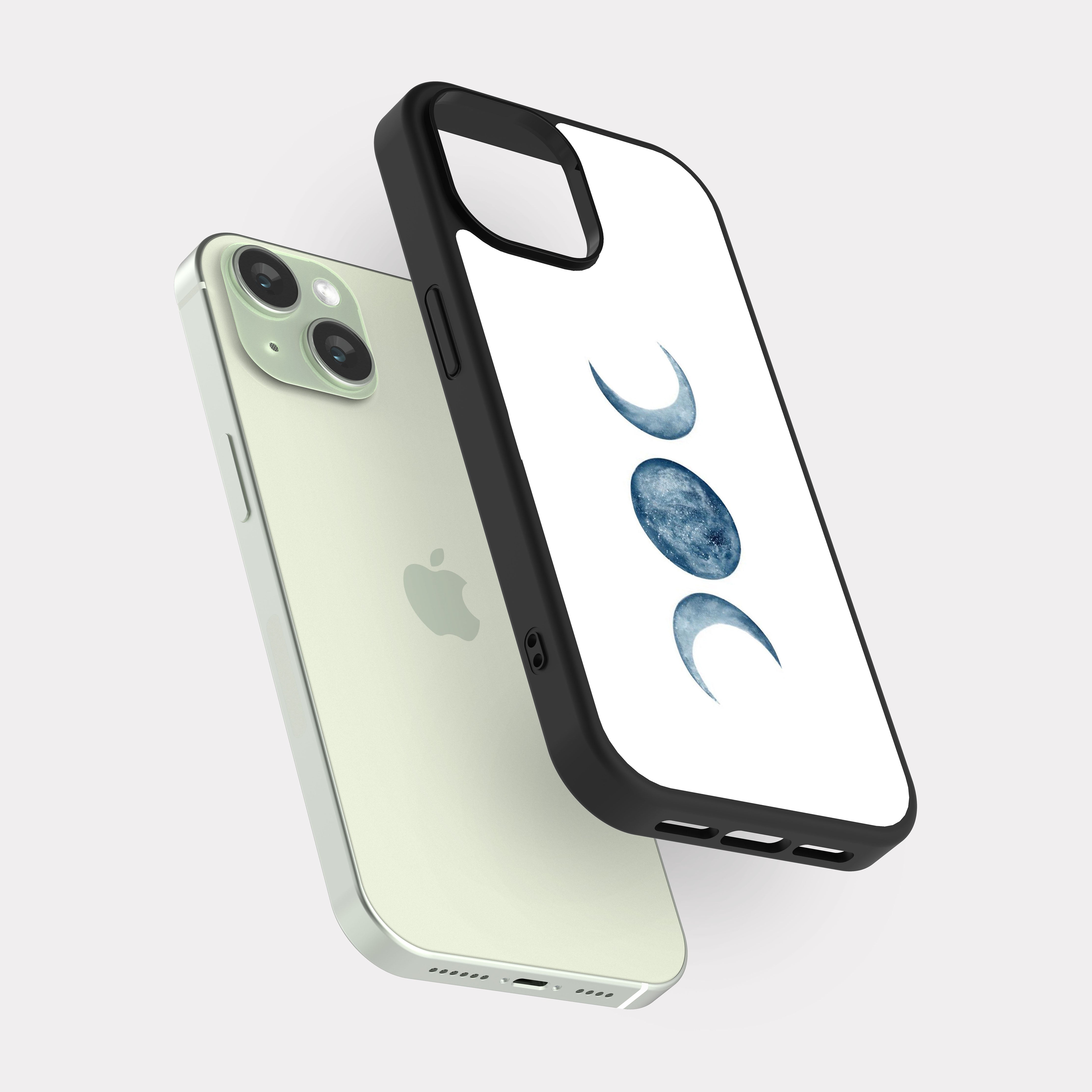 iPhone 15 case cover Moon Phases Cyan