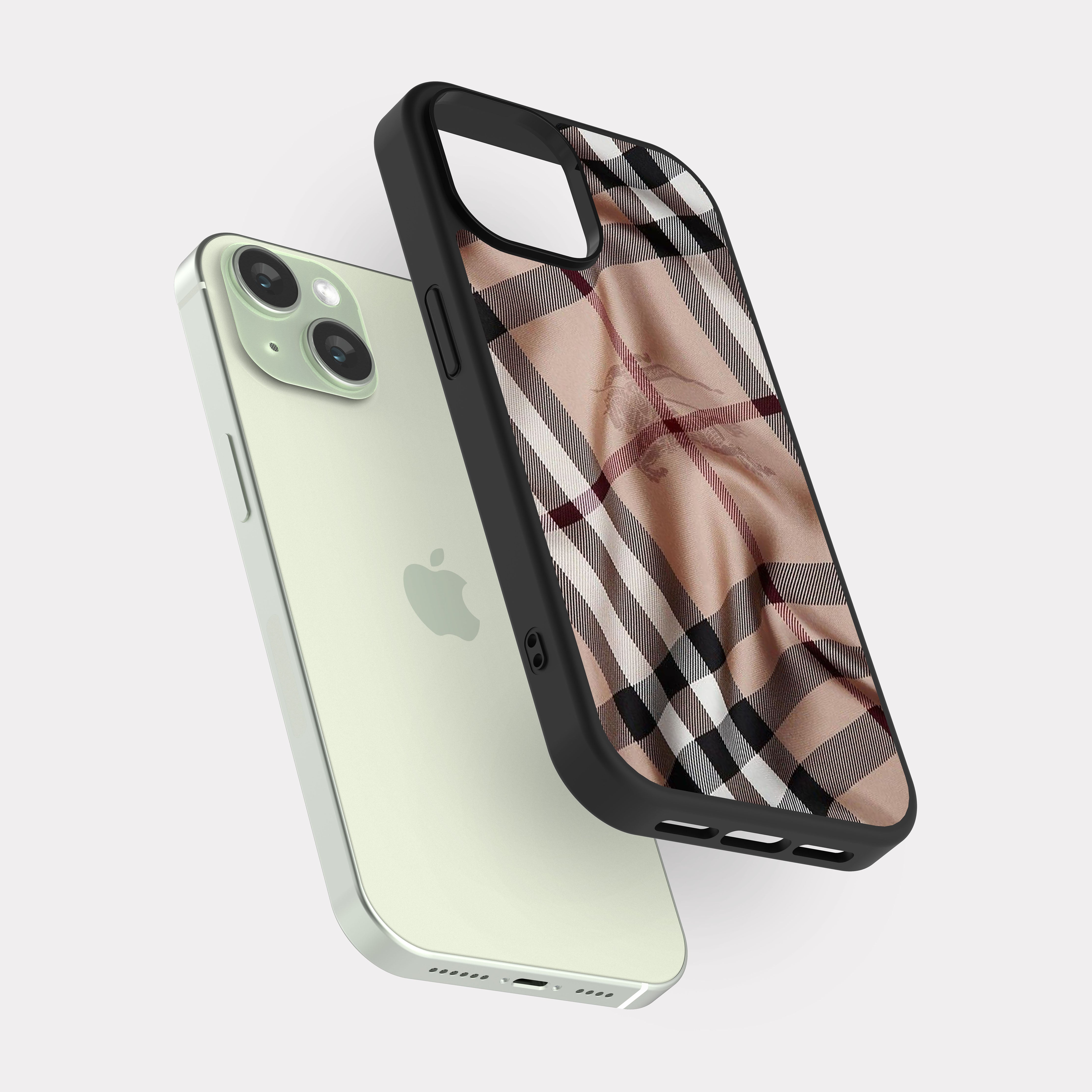 iPhone 15 case cover Burberry Beige and Black