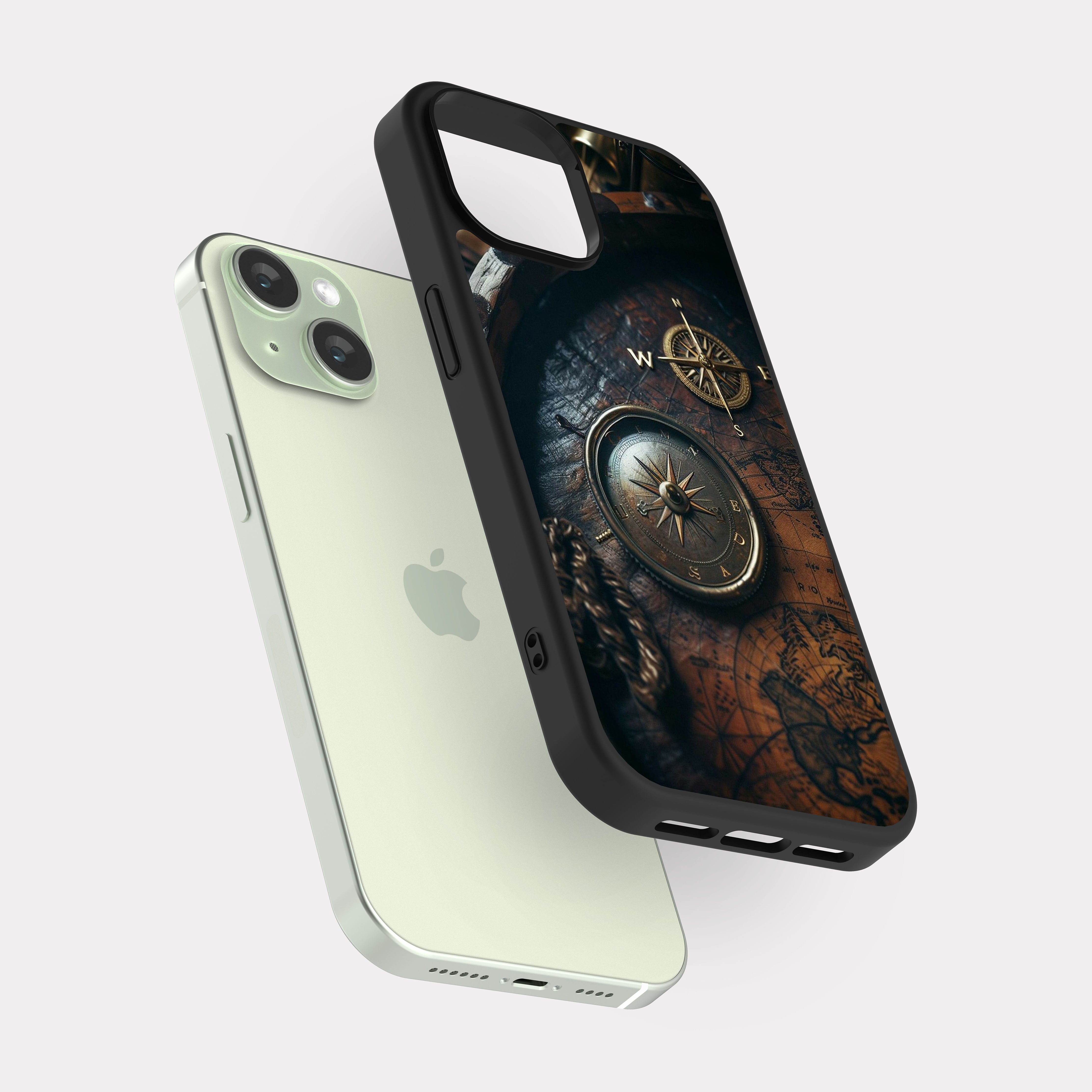 iPhone 15 case cover Map And Compass Beige