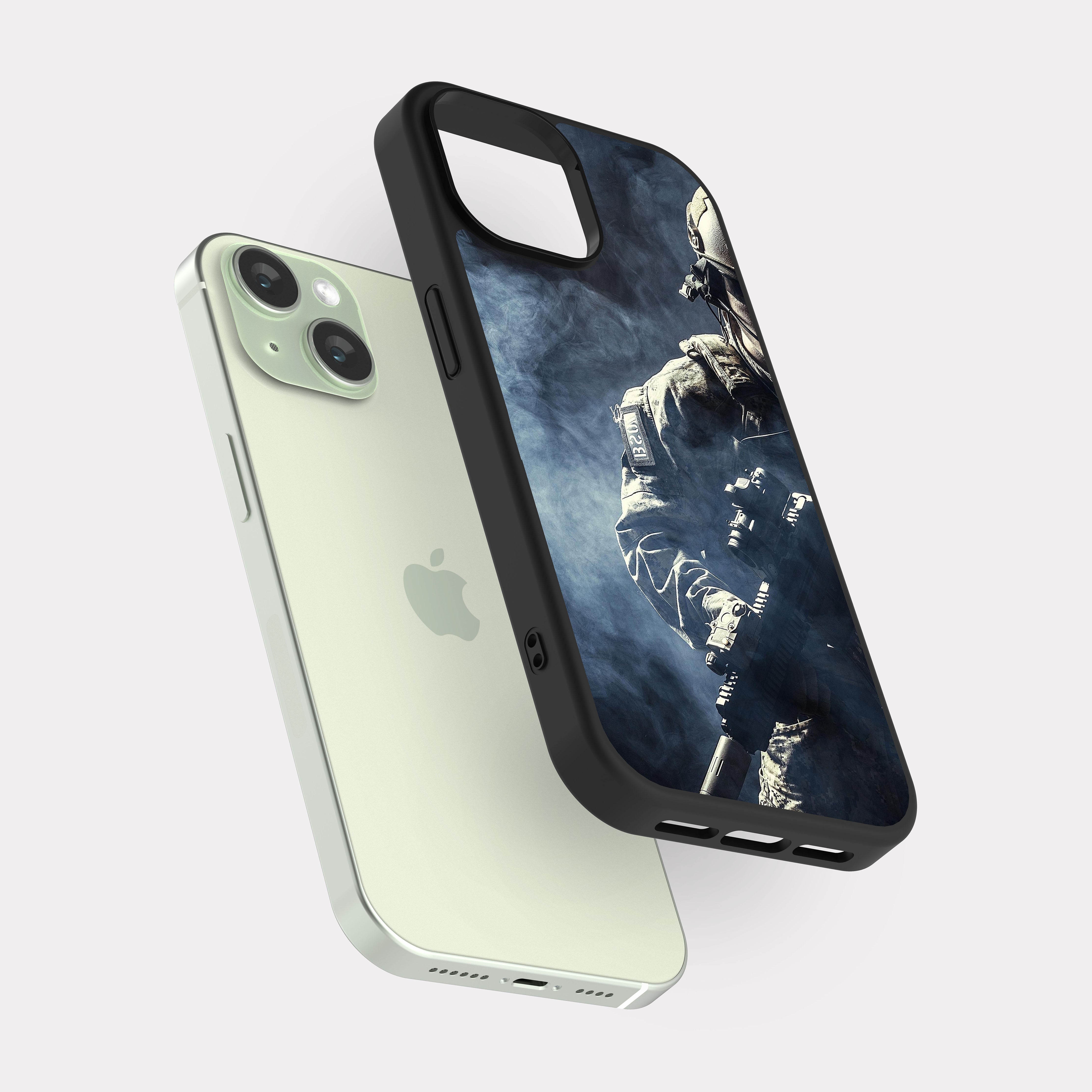 iPhone 15 case cover Combat soldier Grey