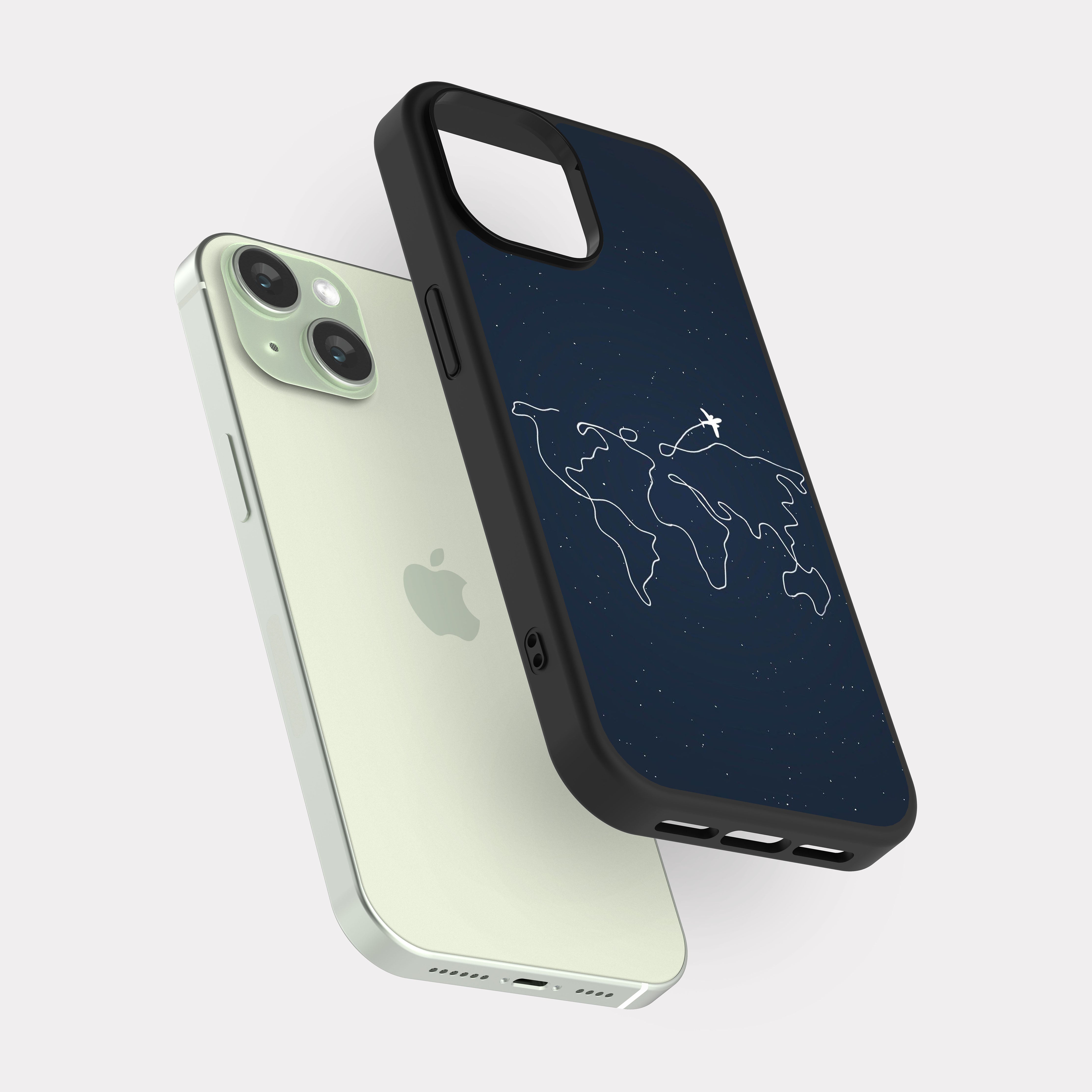 iPhone 15 case cover World Map White