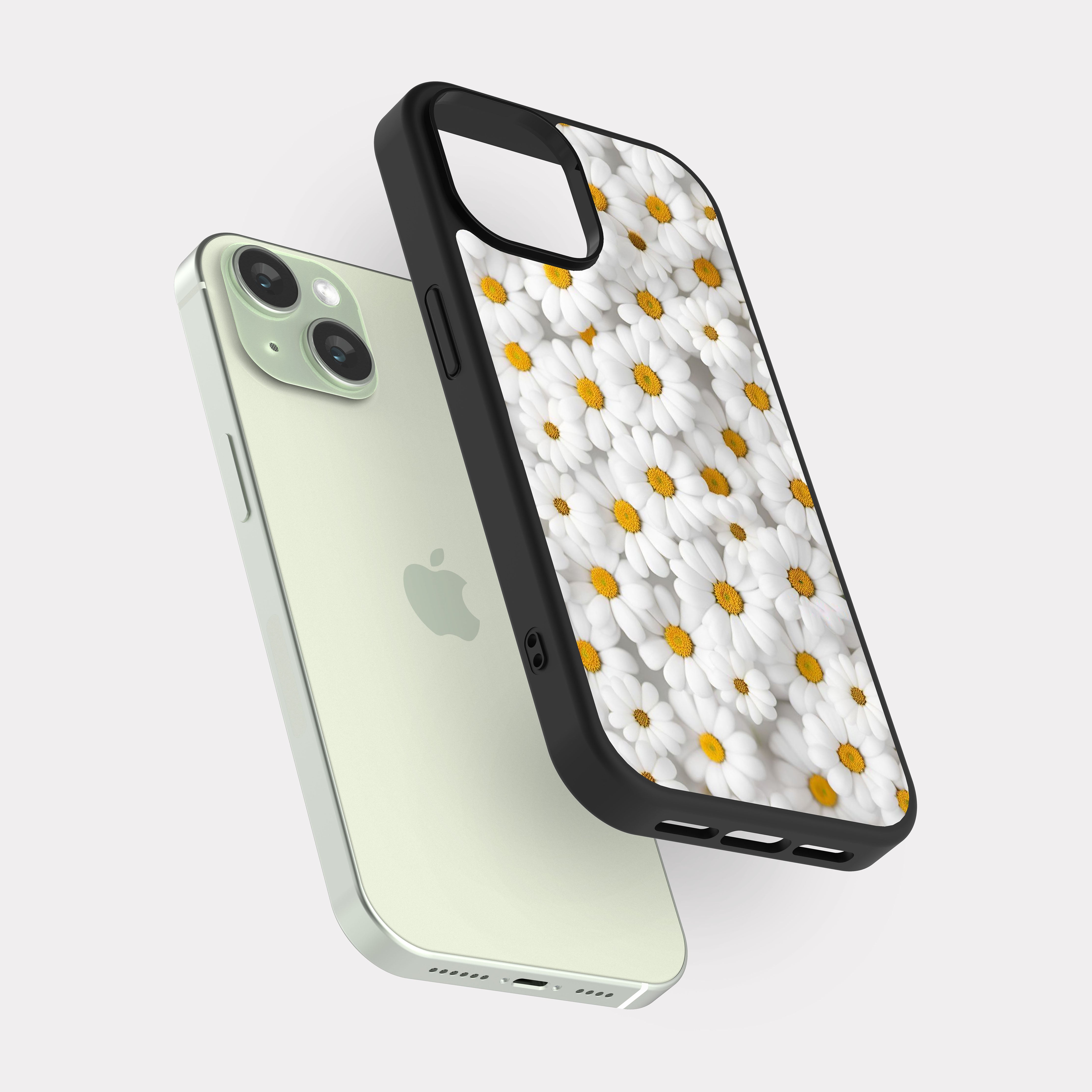 iPhone 15 case cover Flowers White