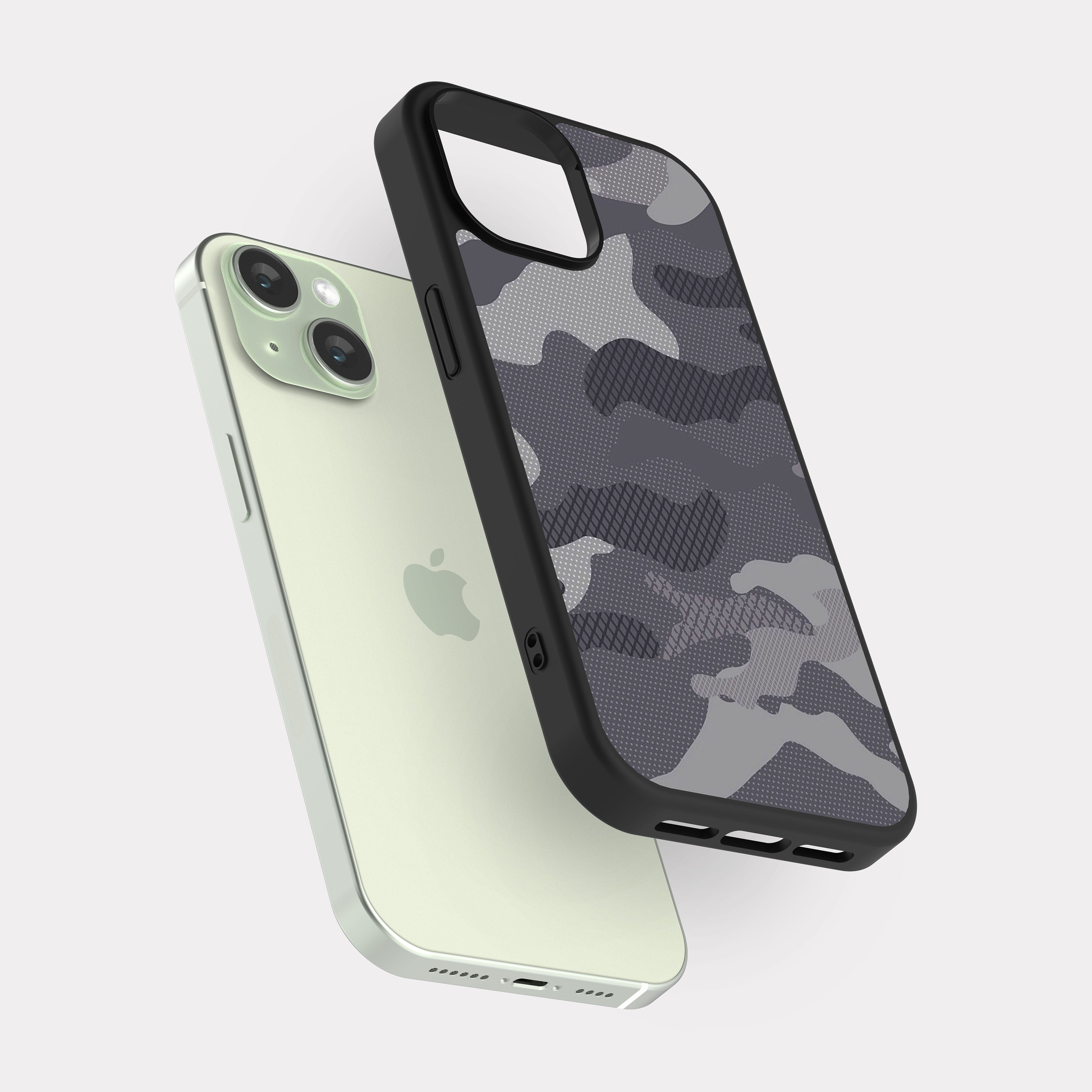 iPhone 15 case cover Military Camo Grey White