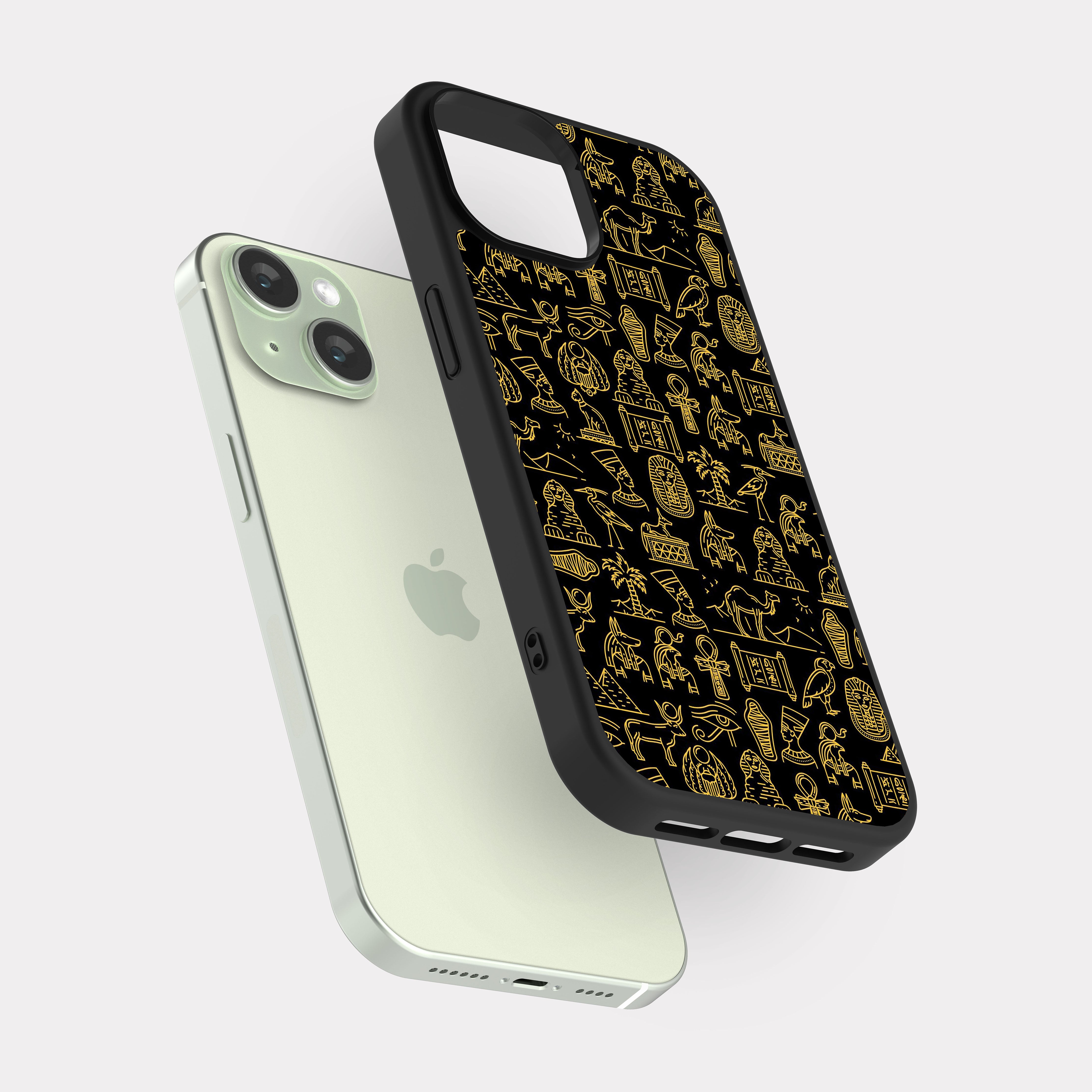 iPhone 15 case cover Pharaonic Pattern Black