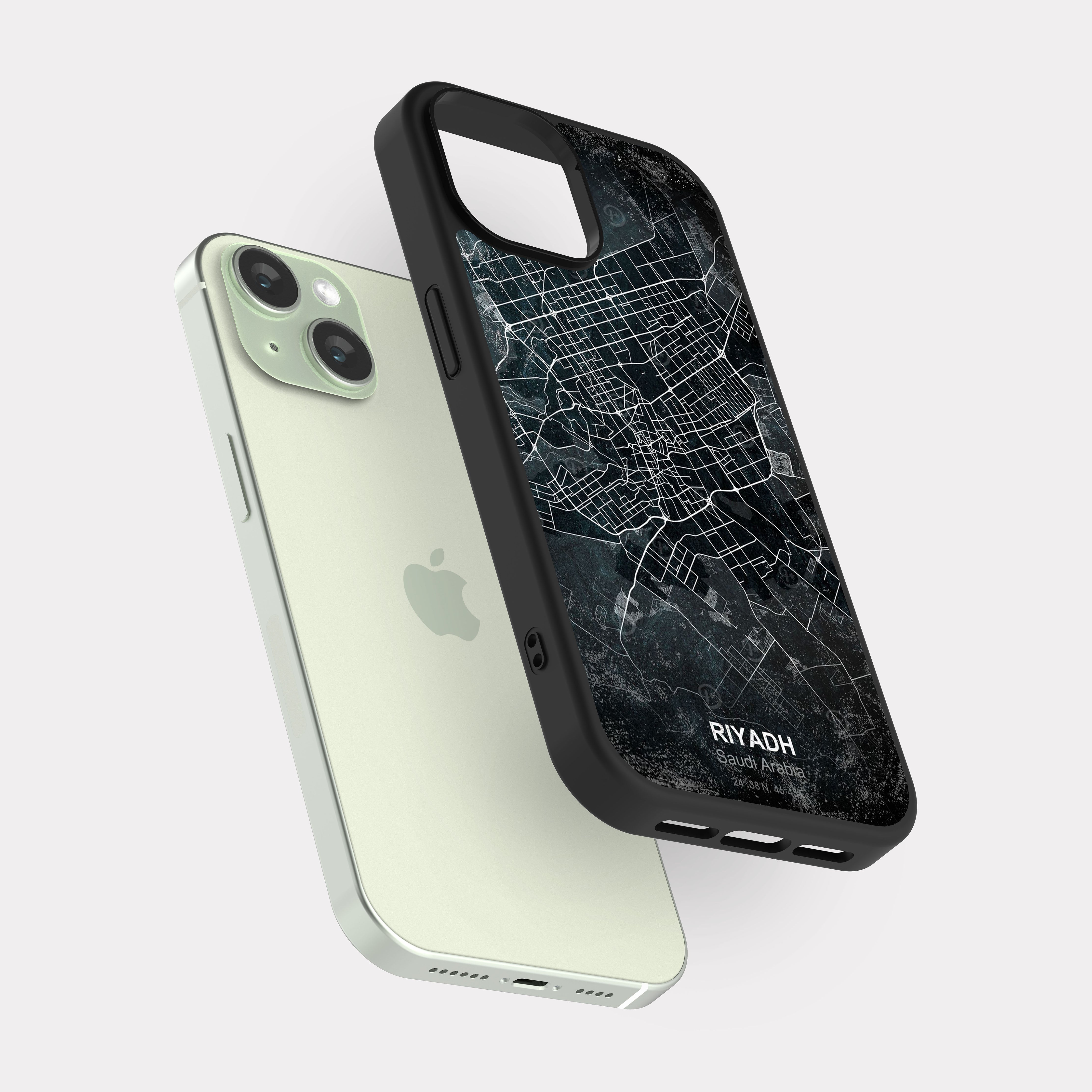 iPhone 15 case cover Black Riyadh City Map