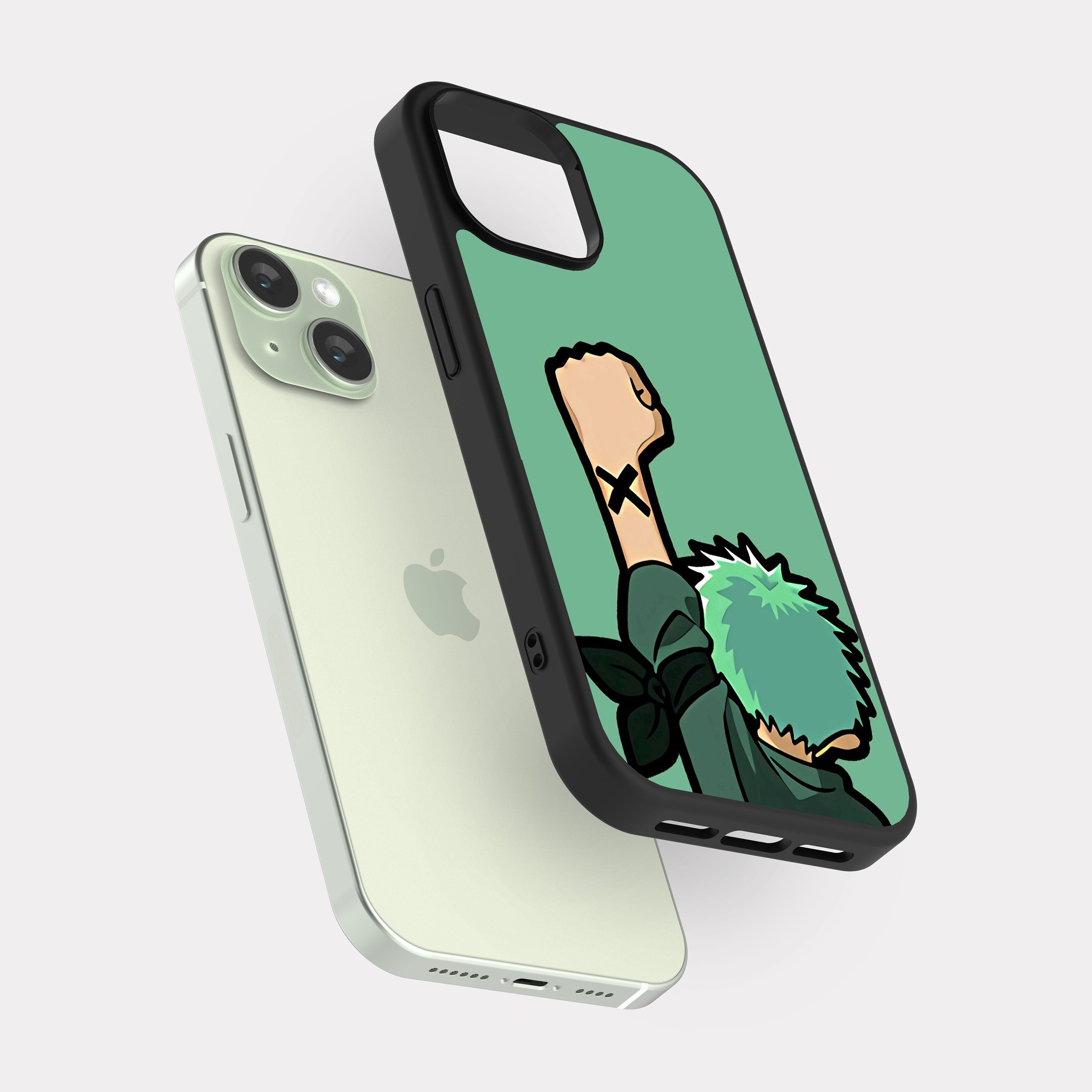 iPhone 15 case cover One Piece Zoro Green Beige