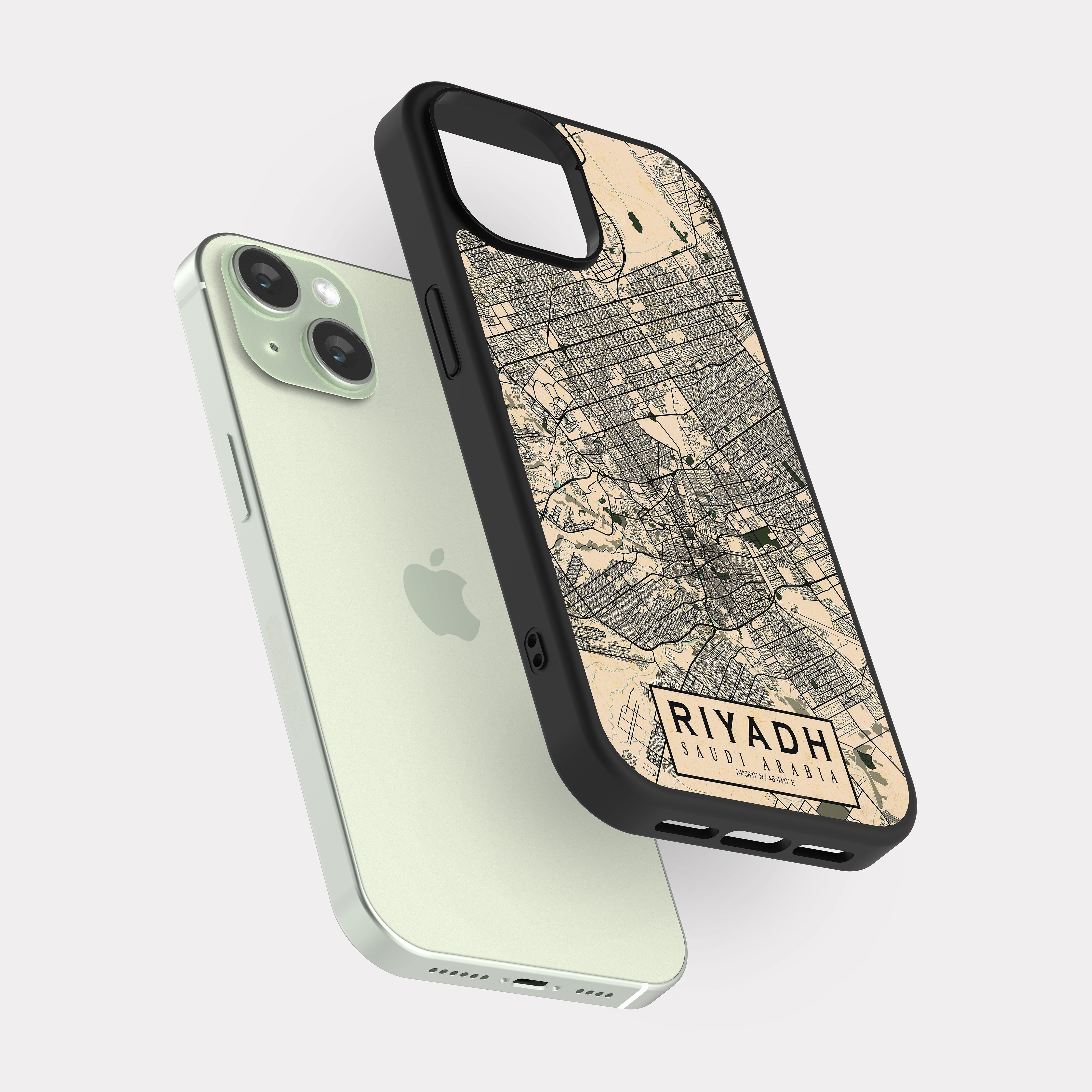 iPhone 15 case cover Riyadh City Map Black