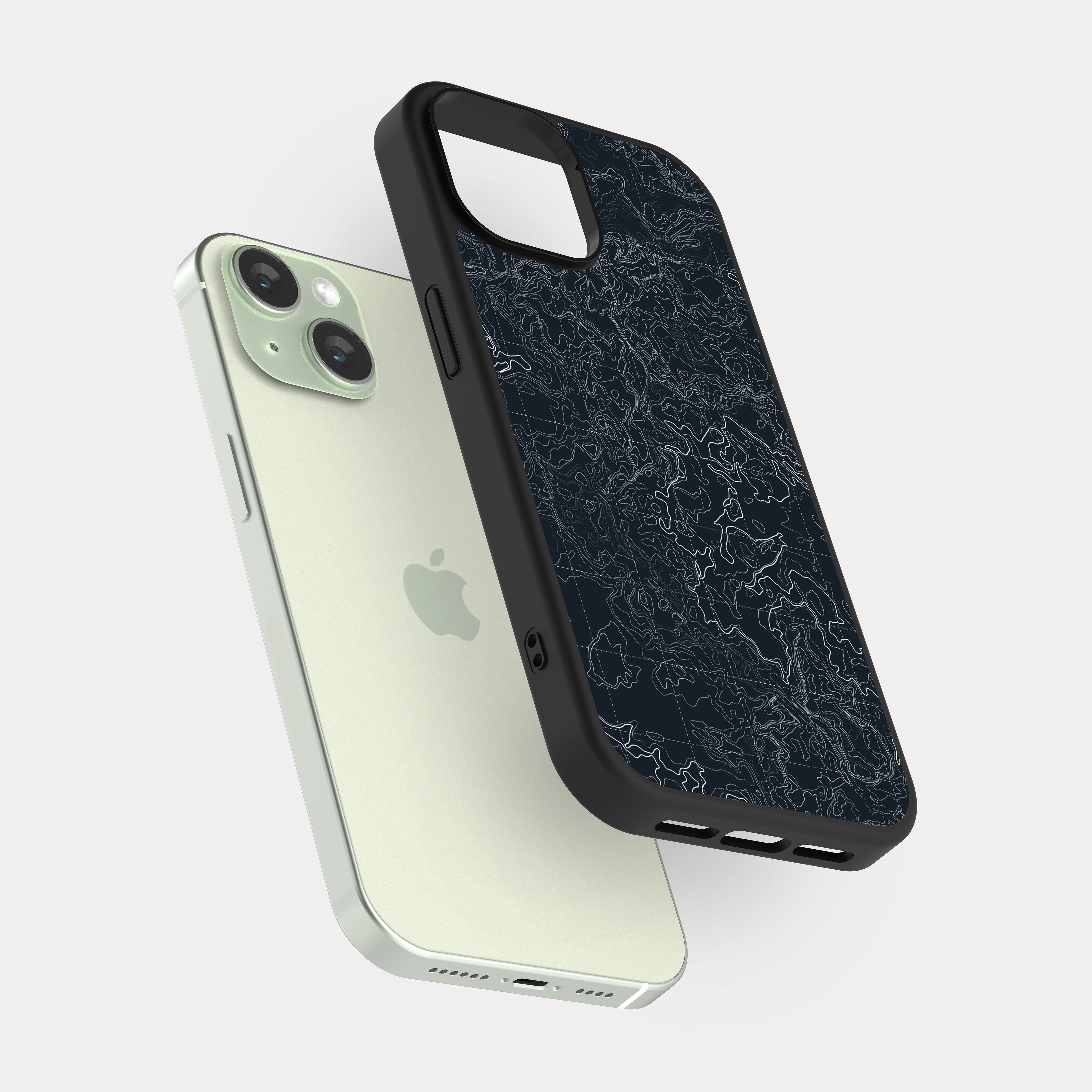 iPhone 15 case cover Black Topographic Map