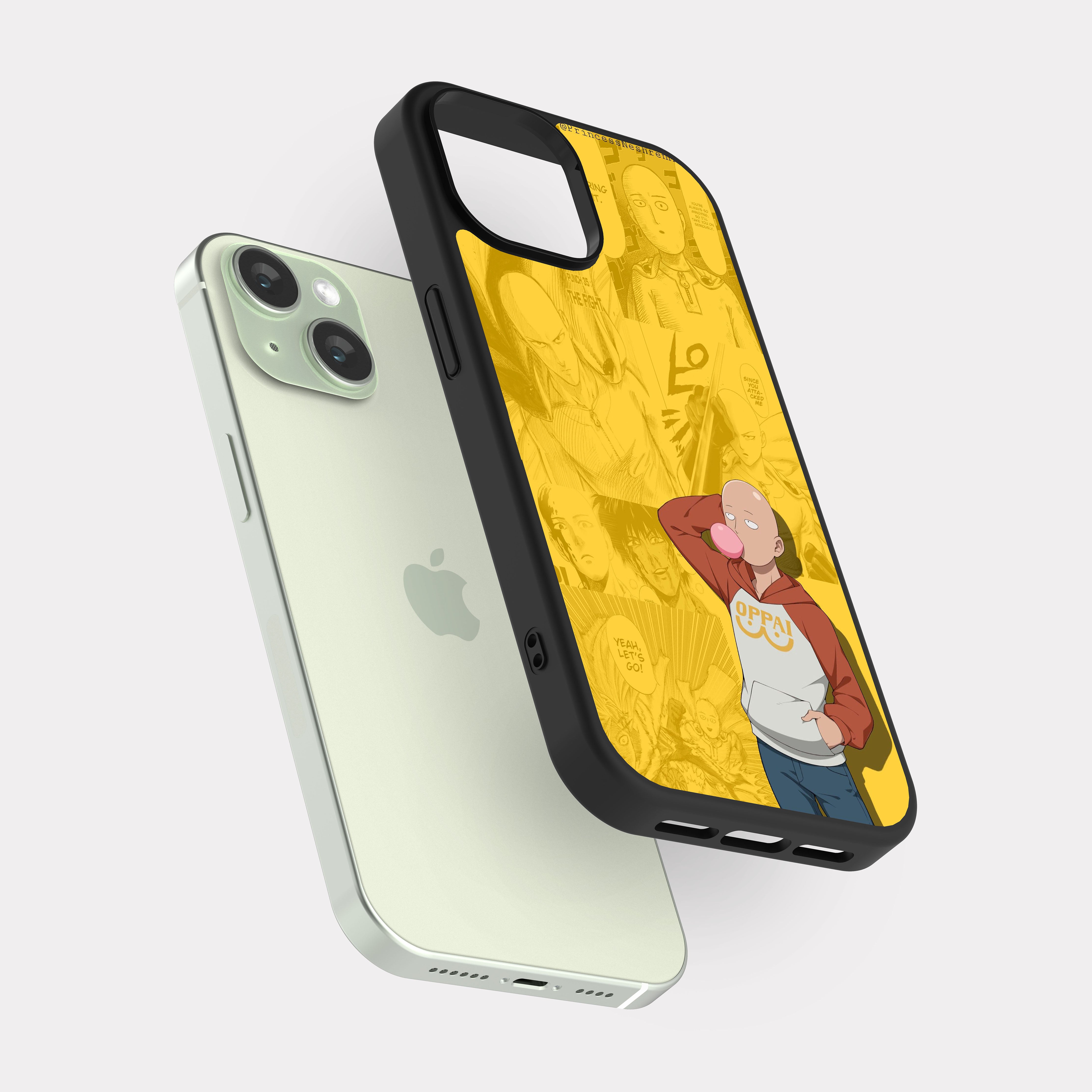 iPhone 15 case cover One Punch Man Saitama Yellow