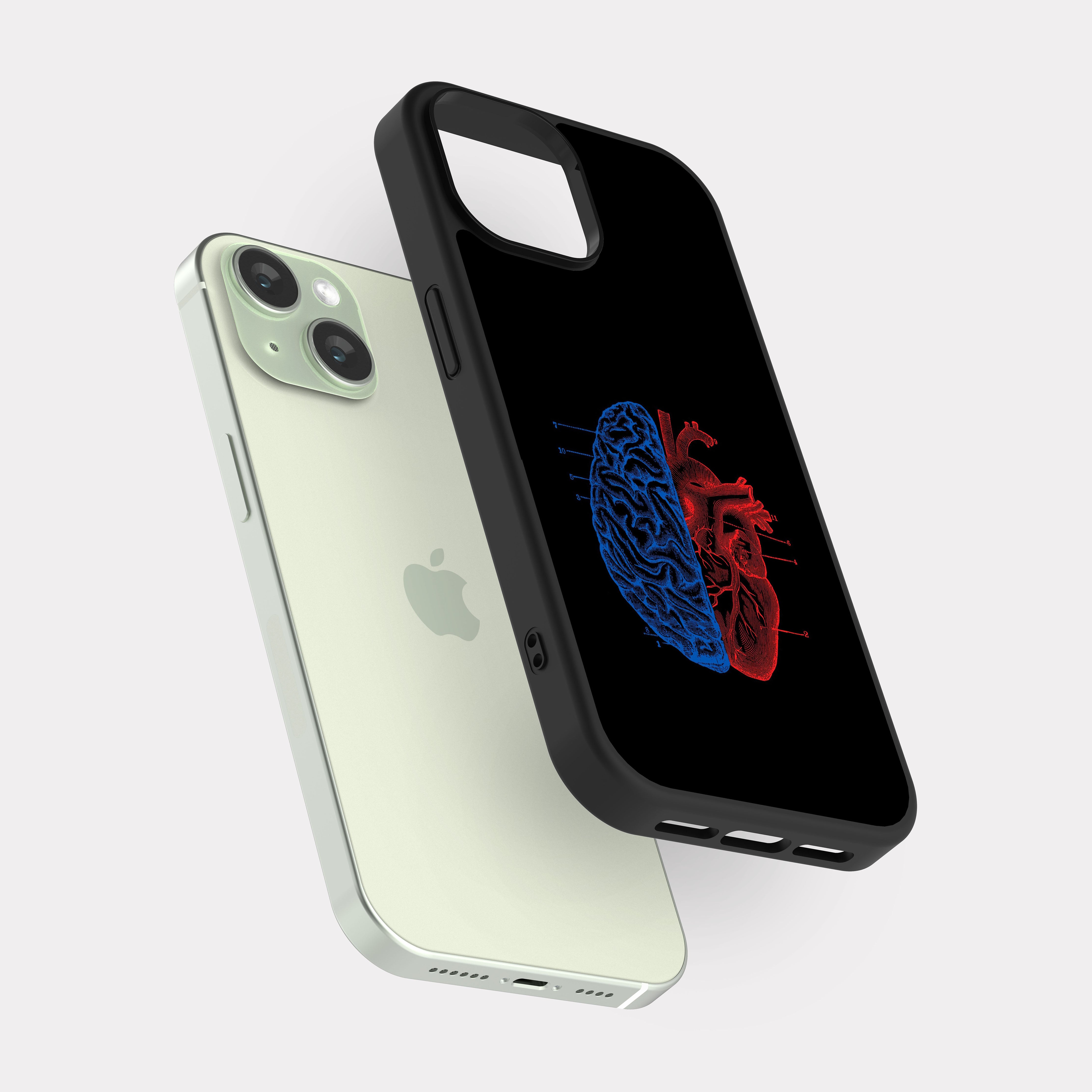 iPhone 15 case cover Brain And Heart Multicolour