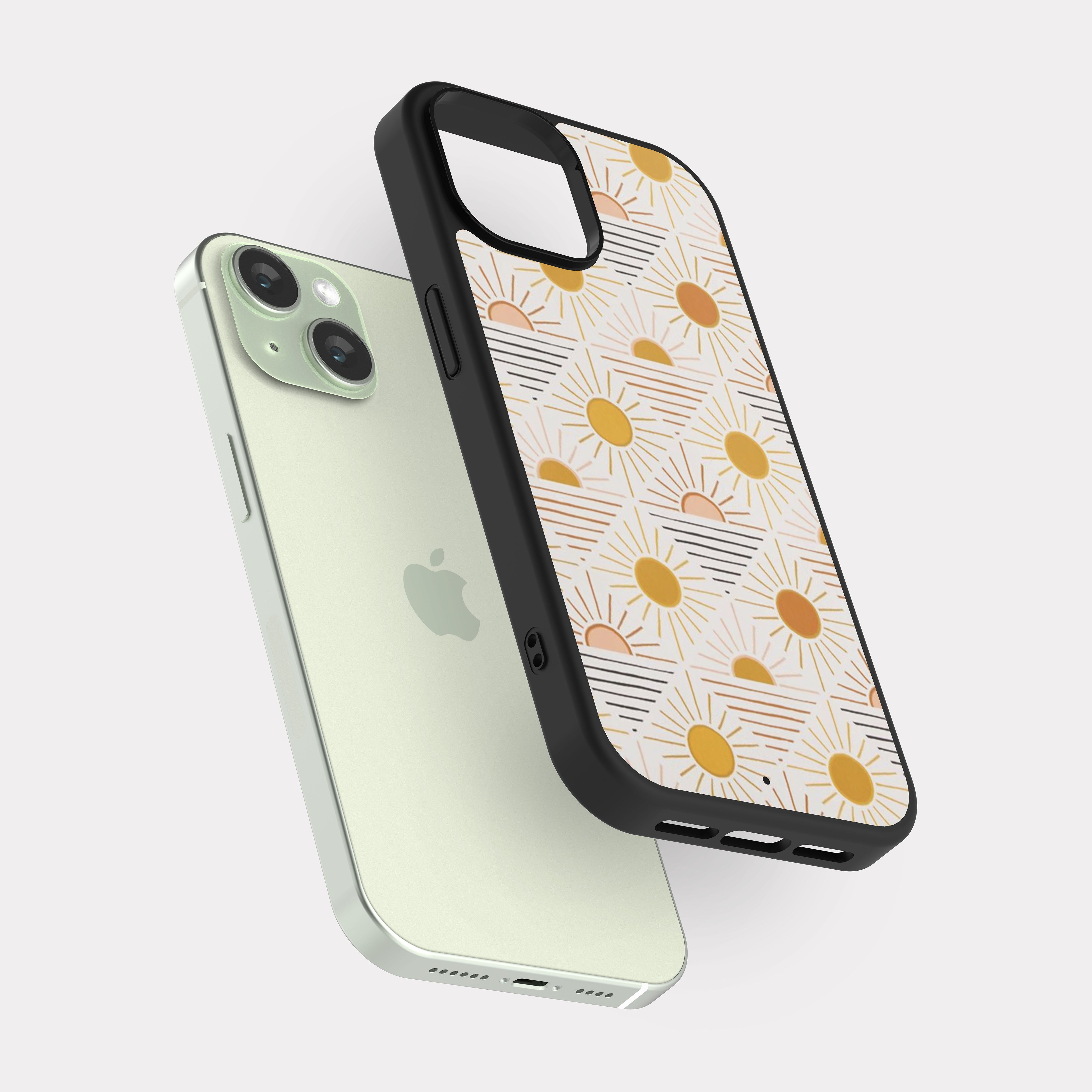 iPhone 15 case cover Sun pattern Orange