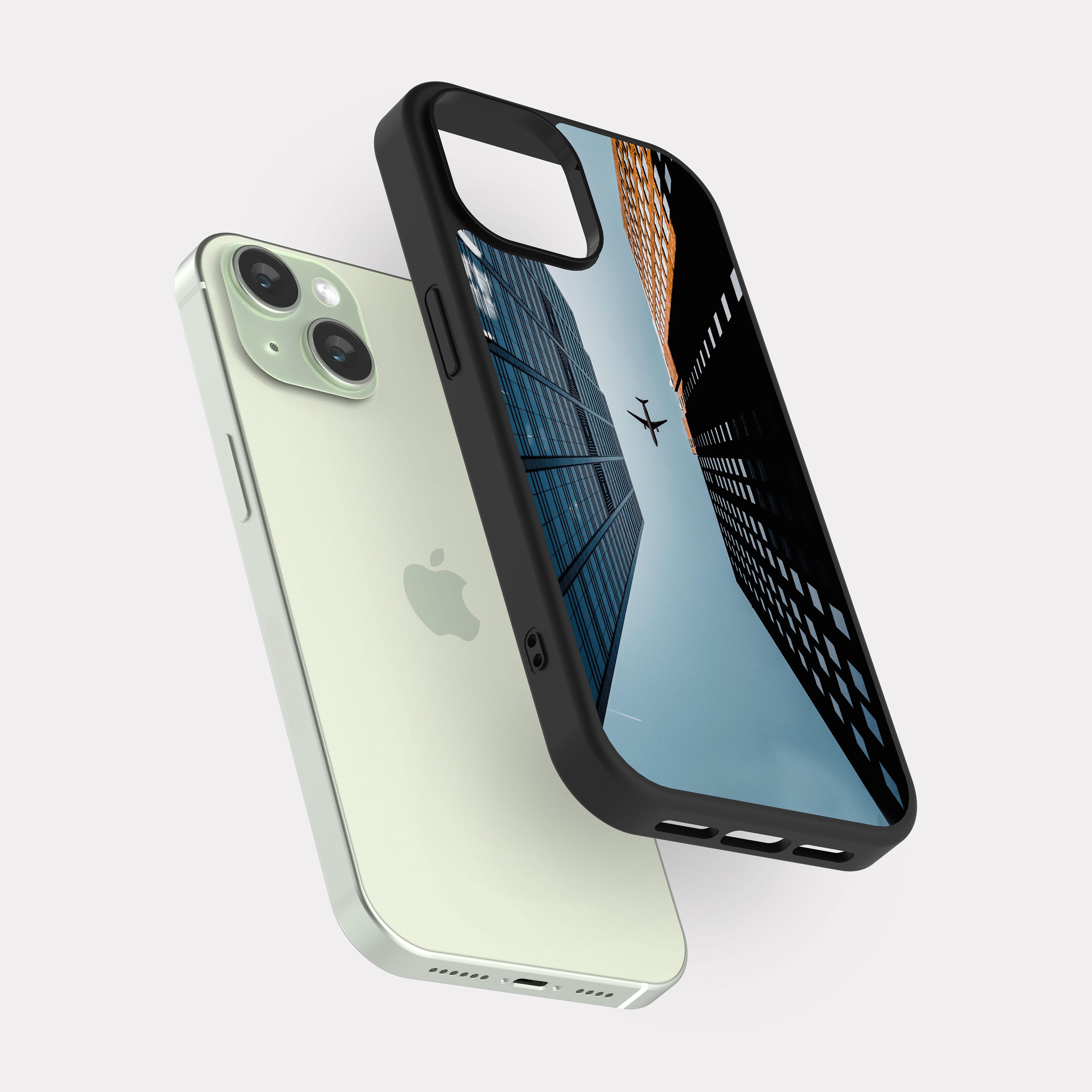 iPhone 15 case cover Towers and Plane Orange