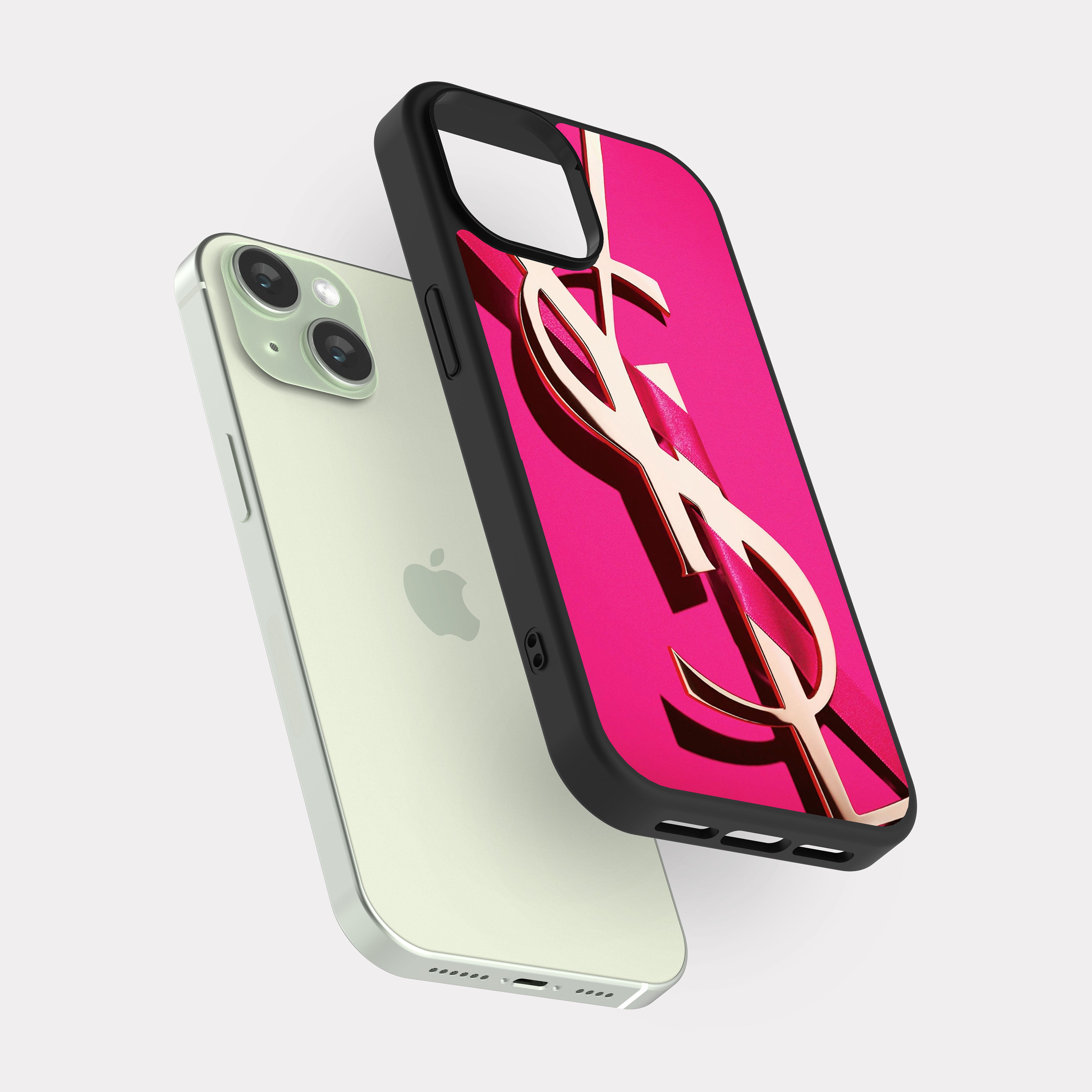 iPhone 15 case cover Yves Saint Laurent Gold Pink