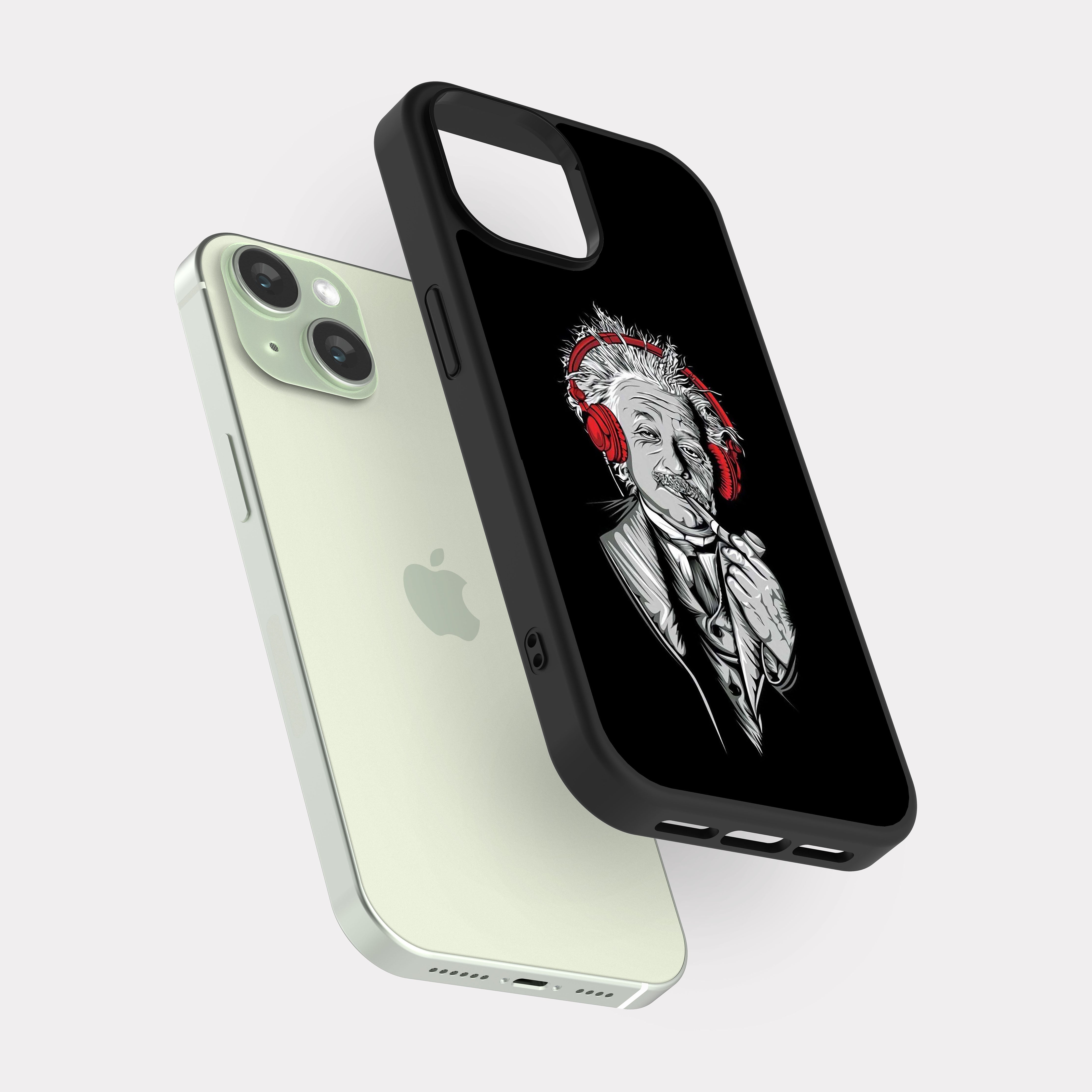 iPhone 15 case cover Albert Einstein Black