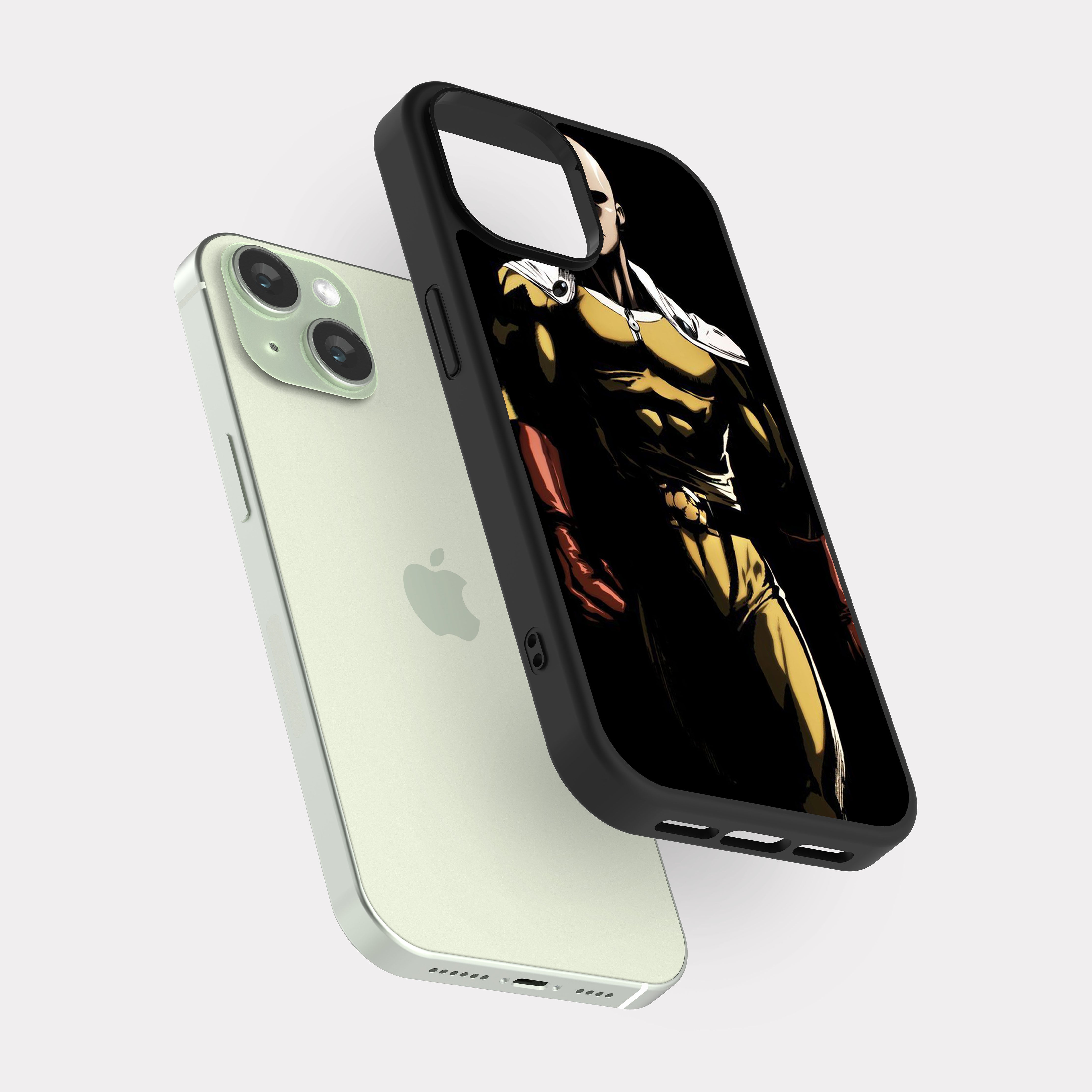 iPhone 15 case cover One Punch Man Saitama Black
